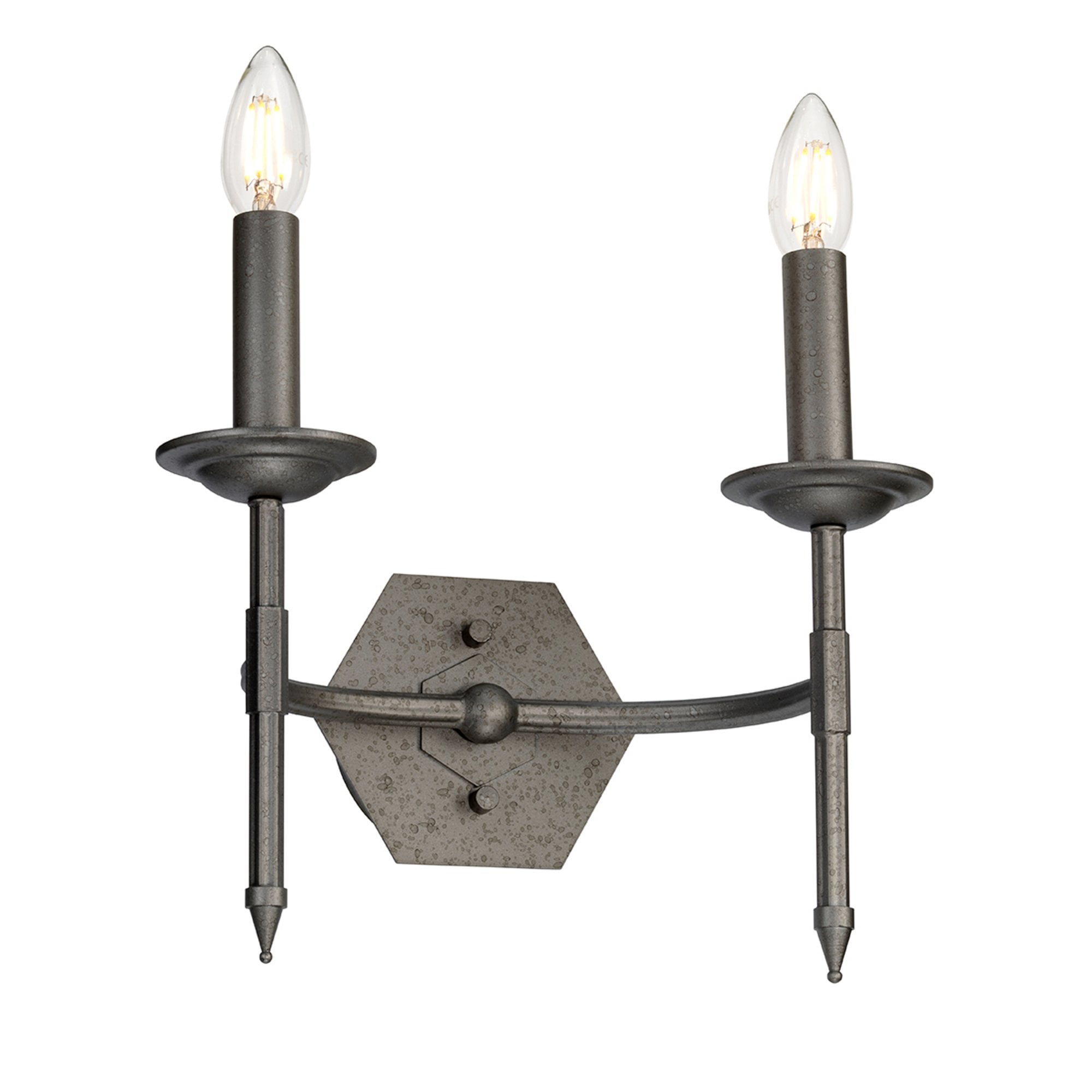 Elstead Crown 2 Light Wall Light - Iron Gate
