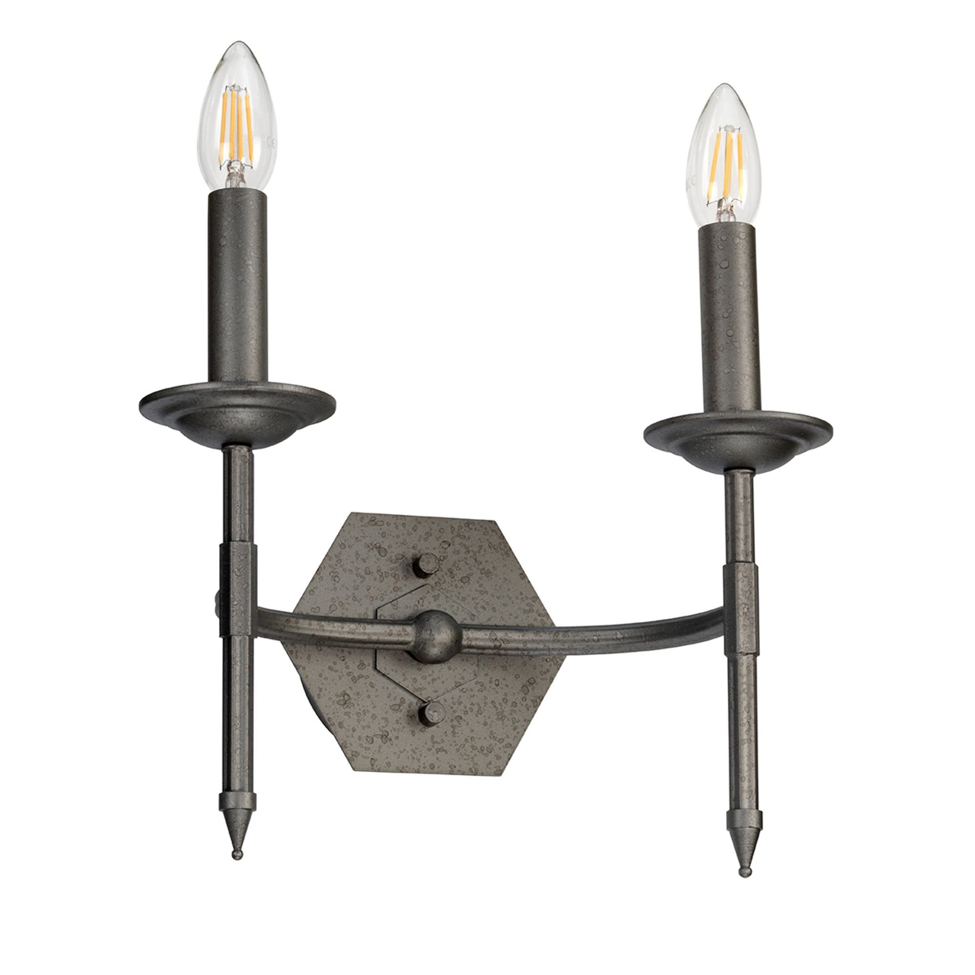 Elstead Crown 2 Light Wall Light - Iron Gate