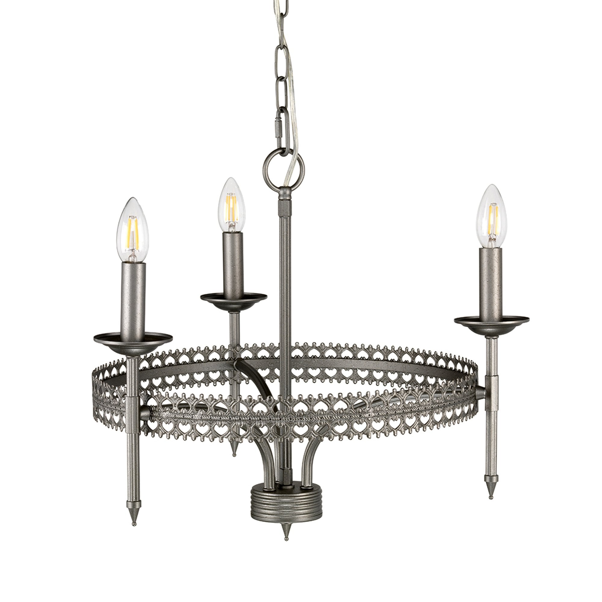 Elstead Crown 3 Light Chandelier - Iron Gate