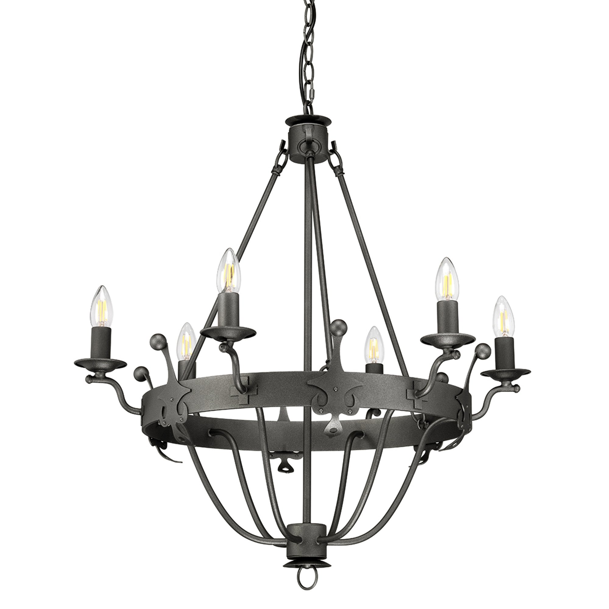 Elstead Windsor 6 Light Chandelier - Graphite