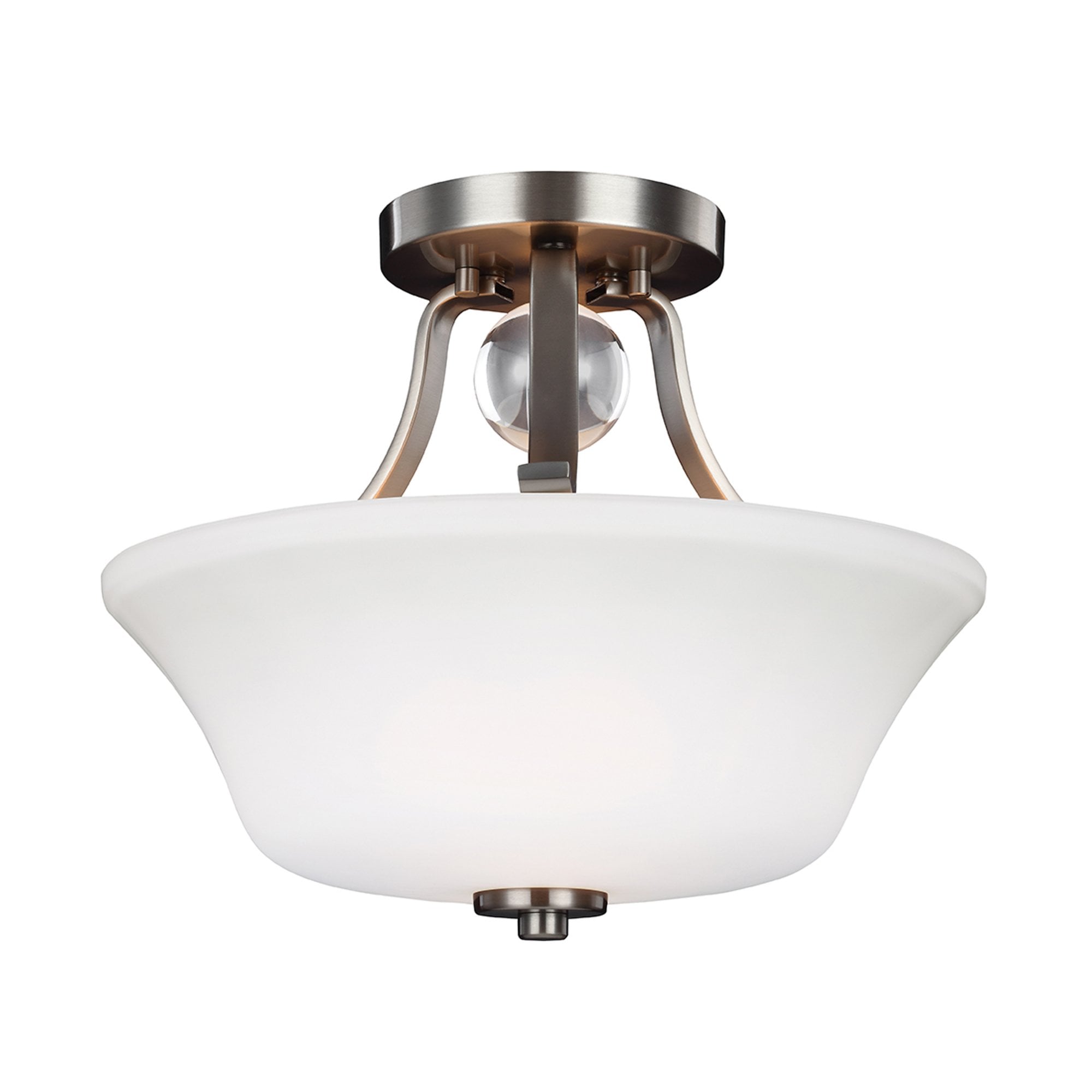 Feiss Evington 2 Light Semi-Flush Fitting - Satin Nickel