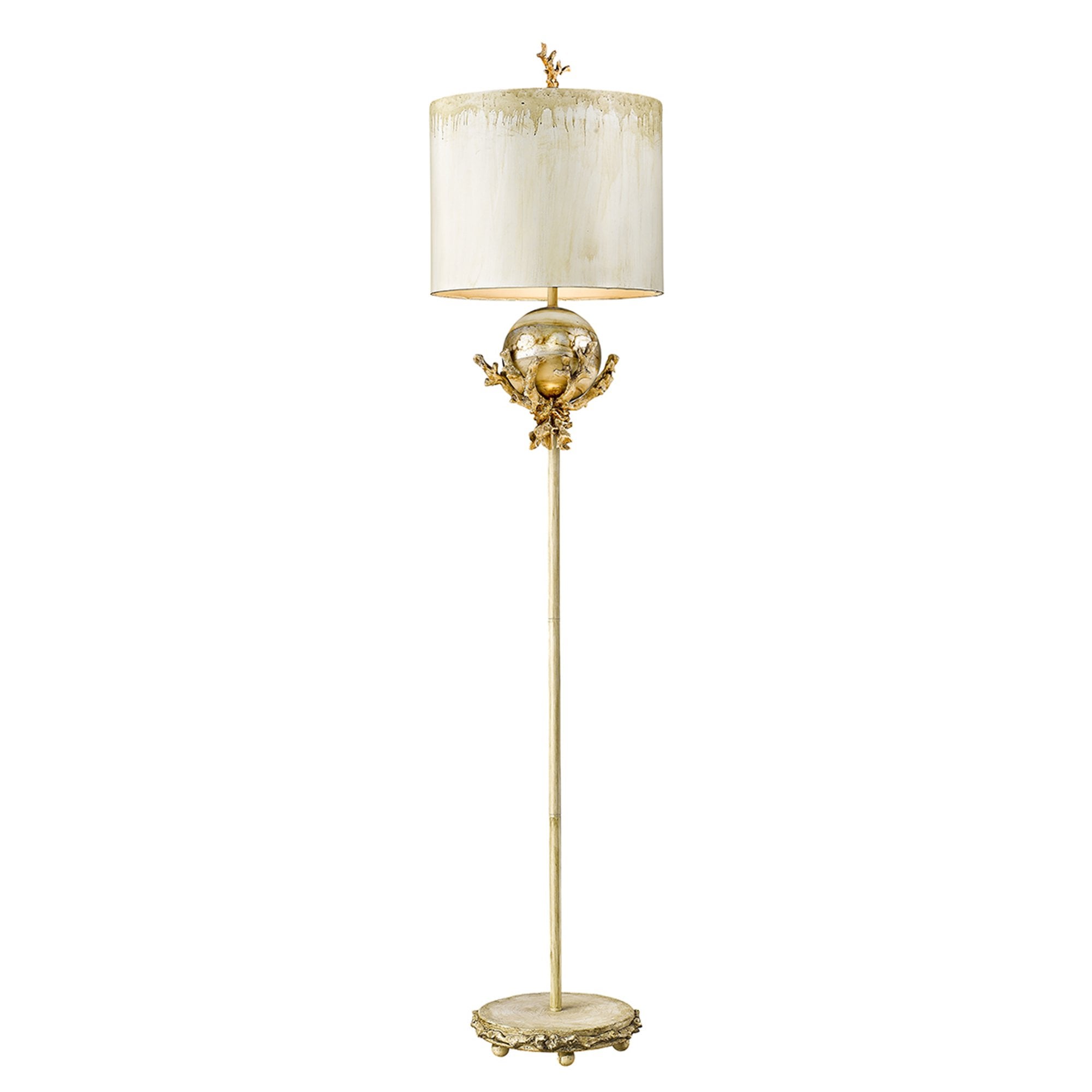 Flambeau Trellis Single Floor Lamp - Putty Patina & Silver Leaf