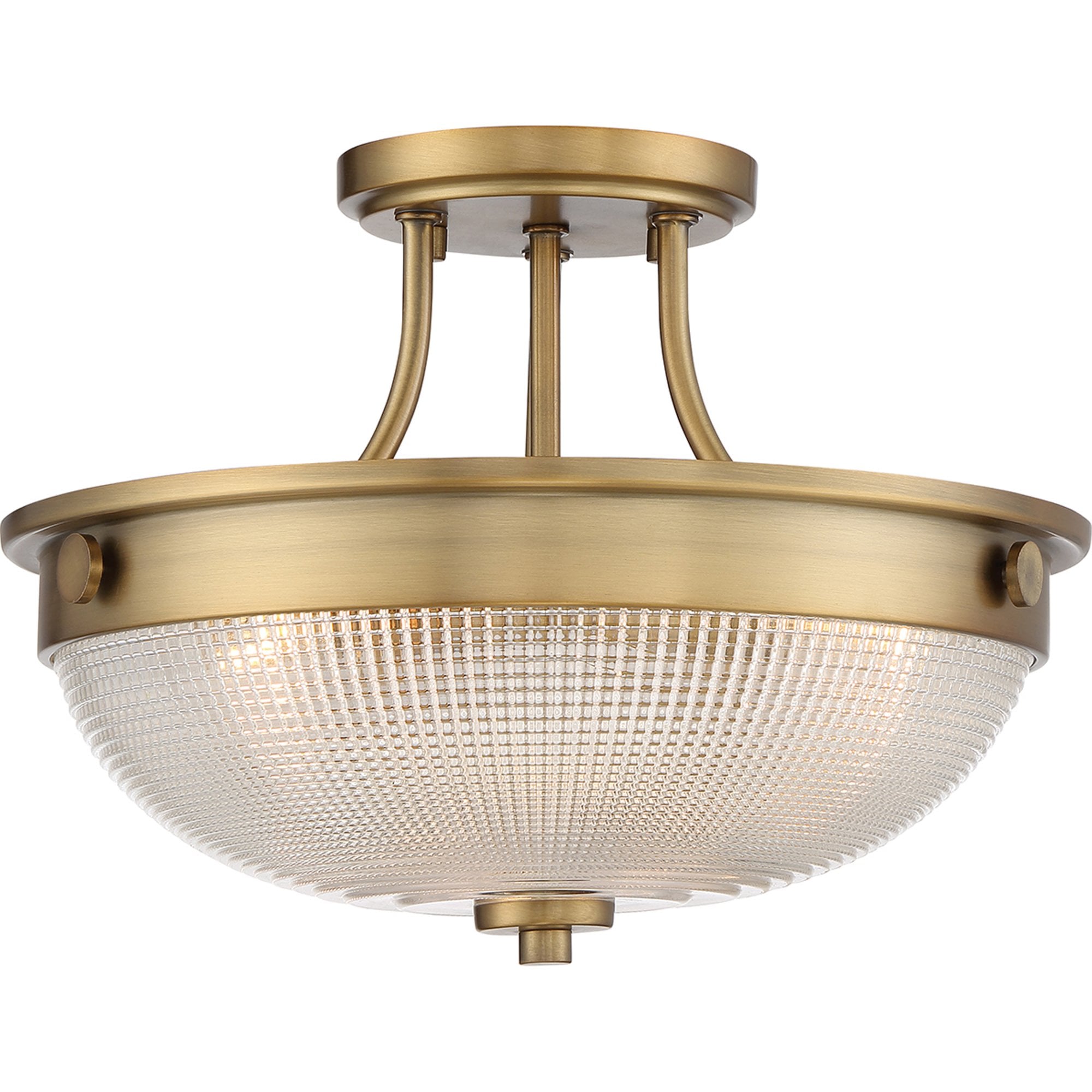 Quoizel Mantle 2 Light Semi-Flush Fitting - Weathered Brass