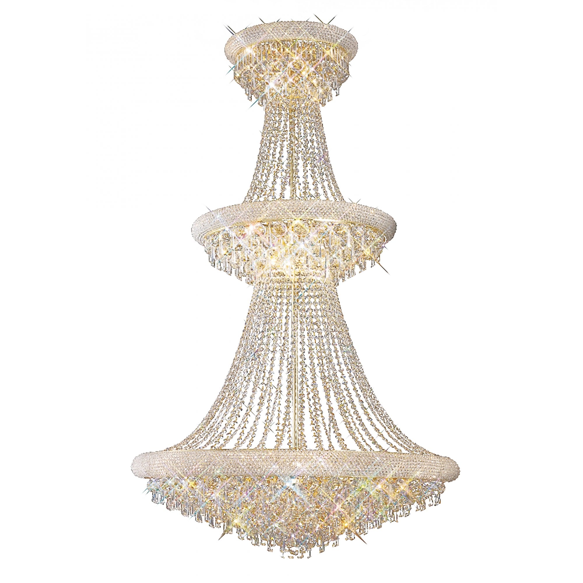 Diyas Alexandra 3 Tier 37 Light Pendant - French Gold & Crystal