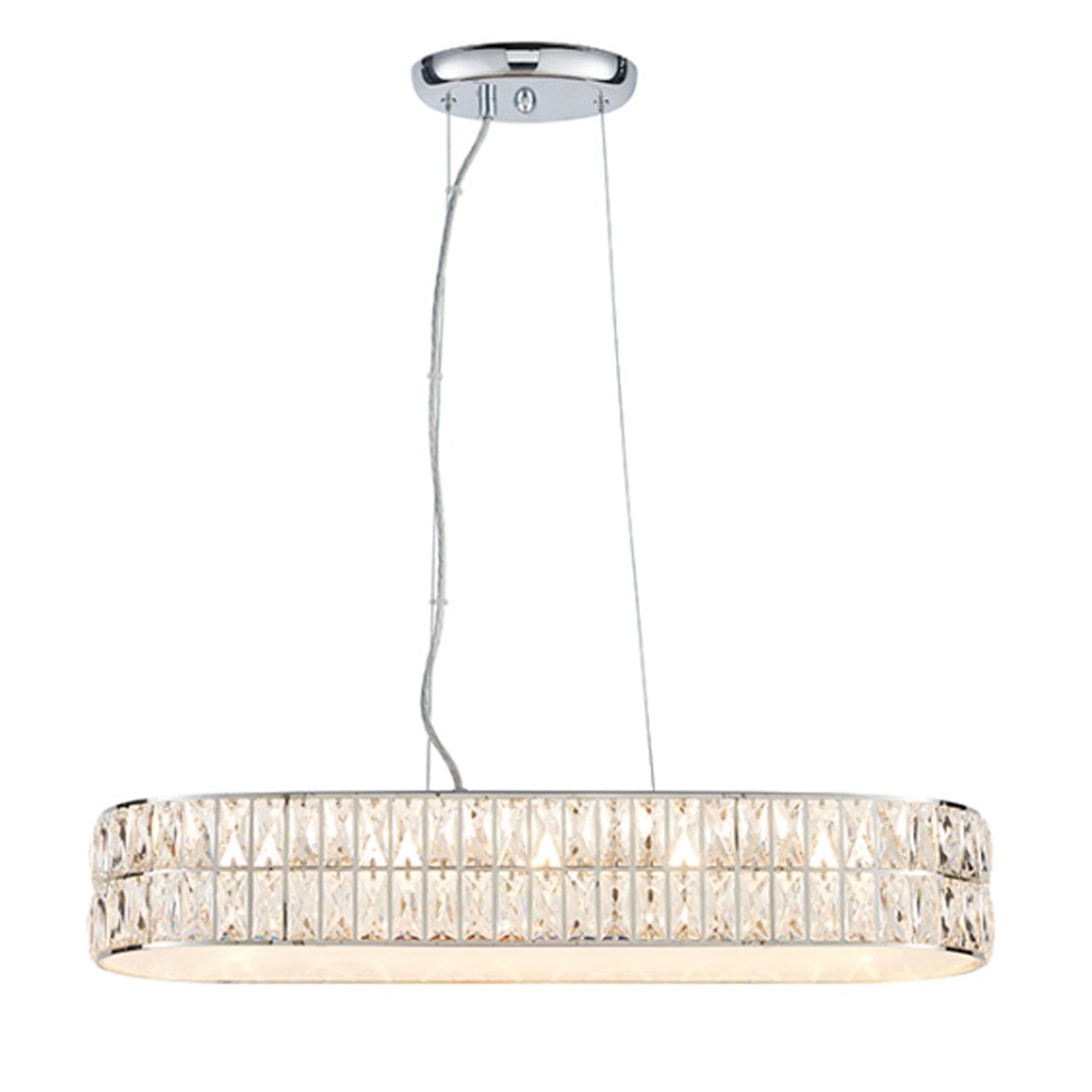 Endon Verina 5 Light Linear Pendant - Clear Crystal & Chrome Plate