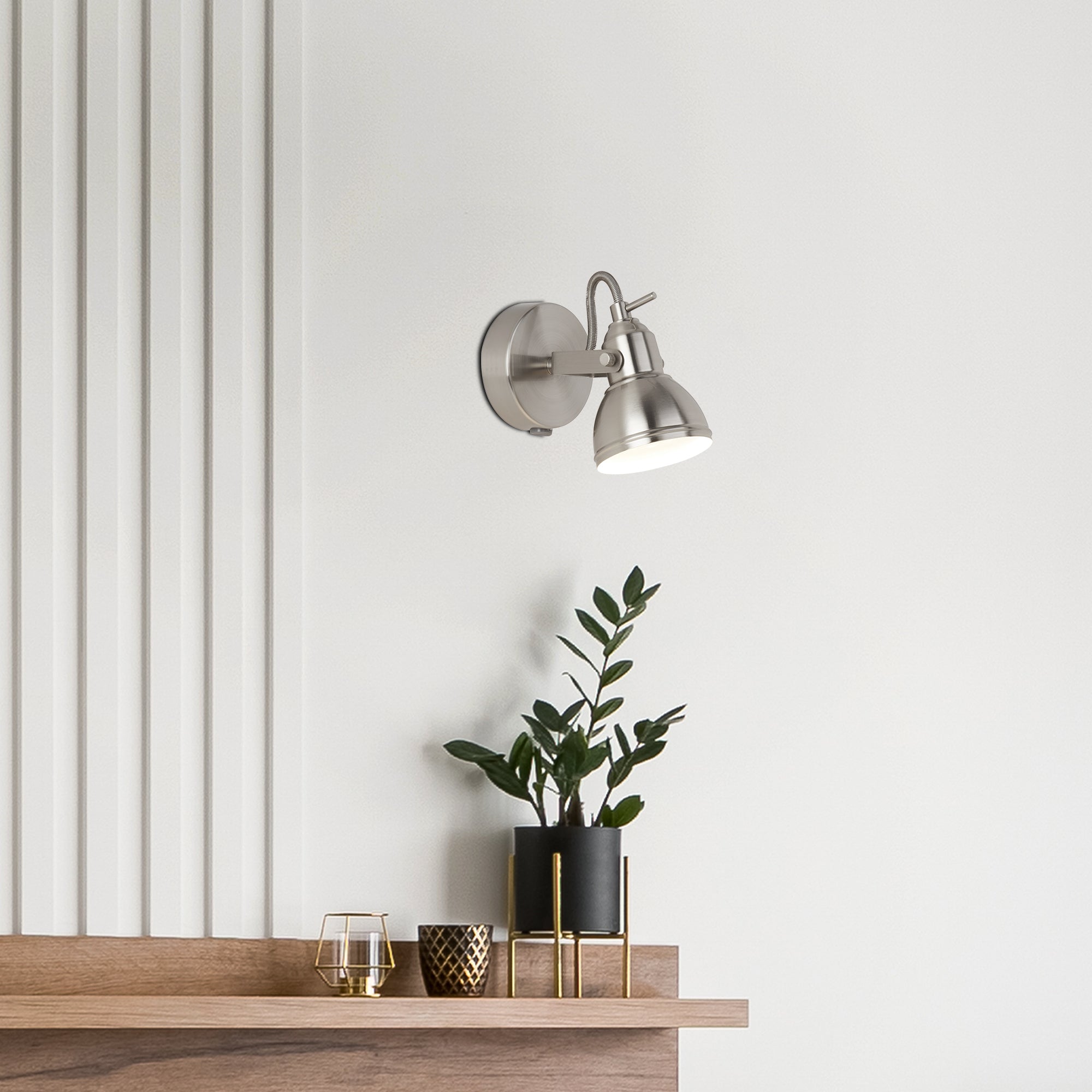 Searchlight Fielding Single Satin Silver Industrial Spotlight