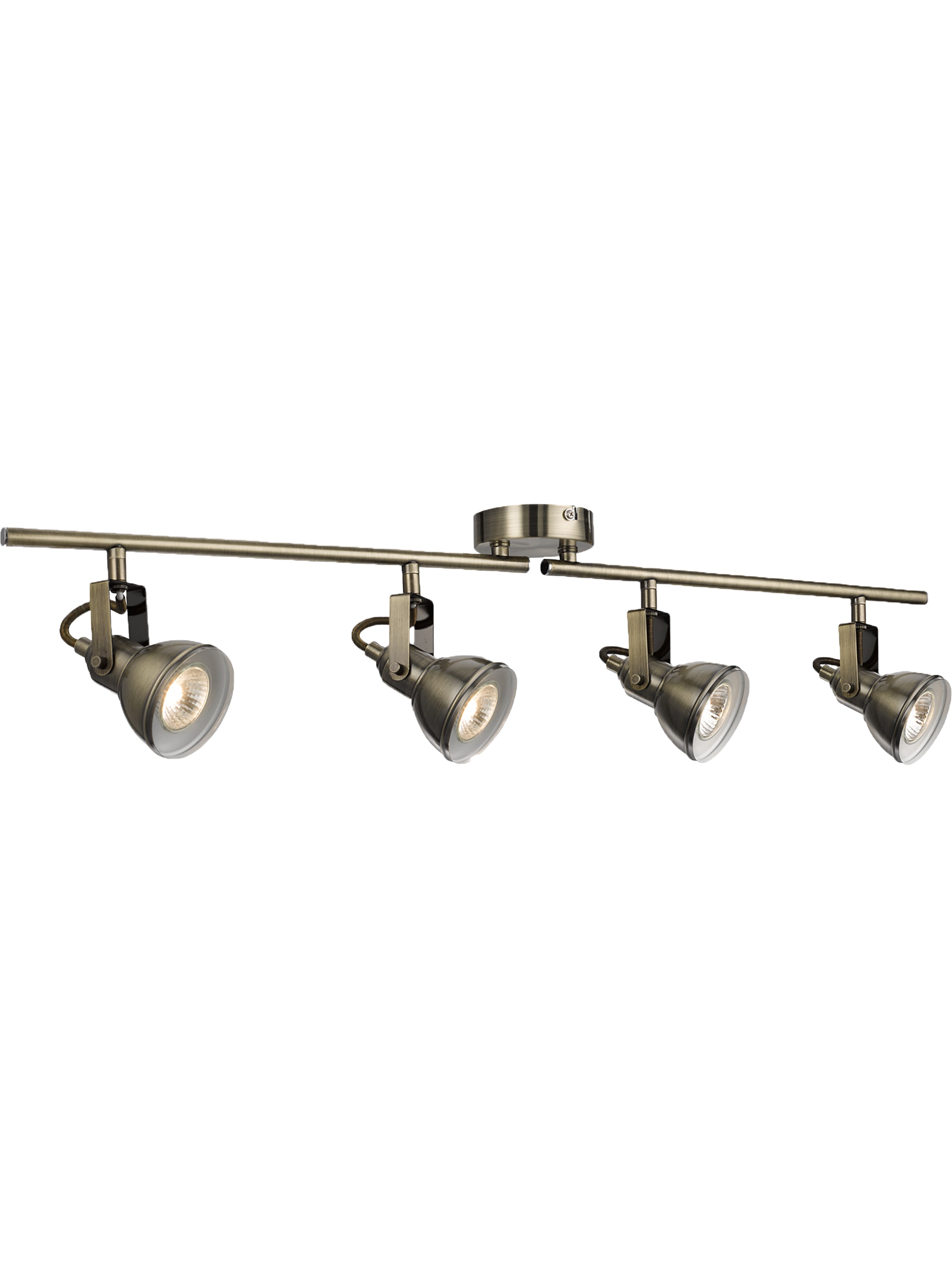 Searchlight Fielding 4 Light Antique Brass Ceiling Spotlight With Adjustable Bar