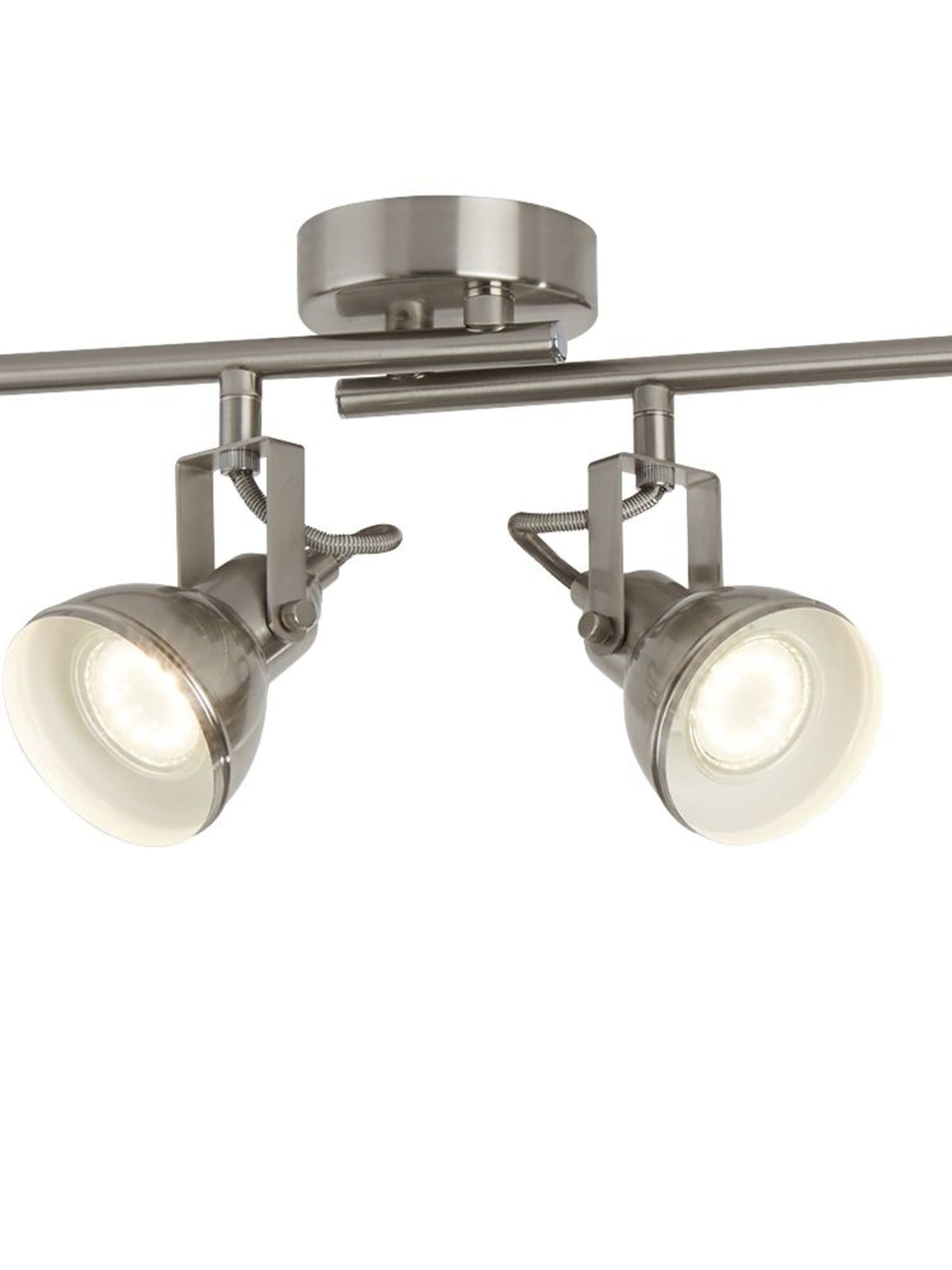 Searchlight Fielding 4 Light Satin Silver Industrial Spotlight Adjustable Bar