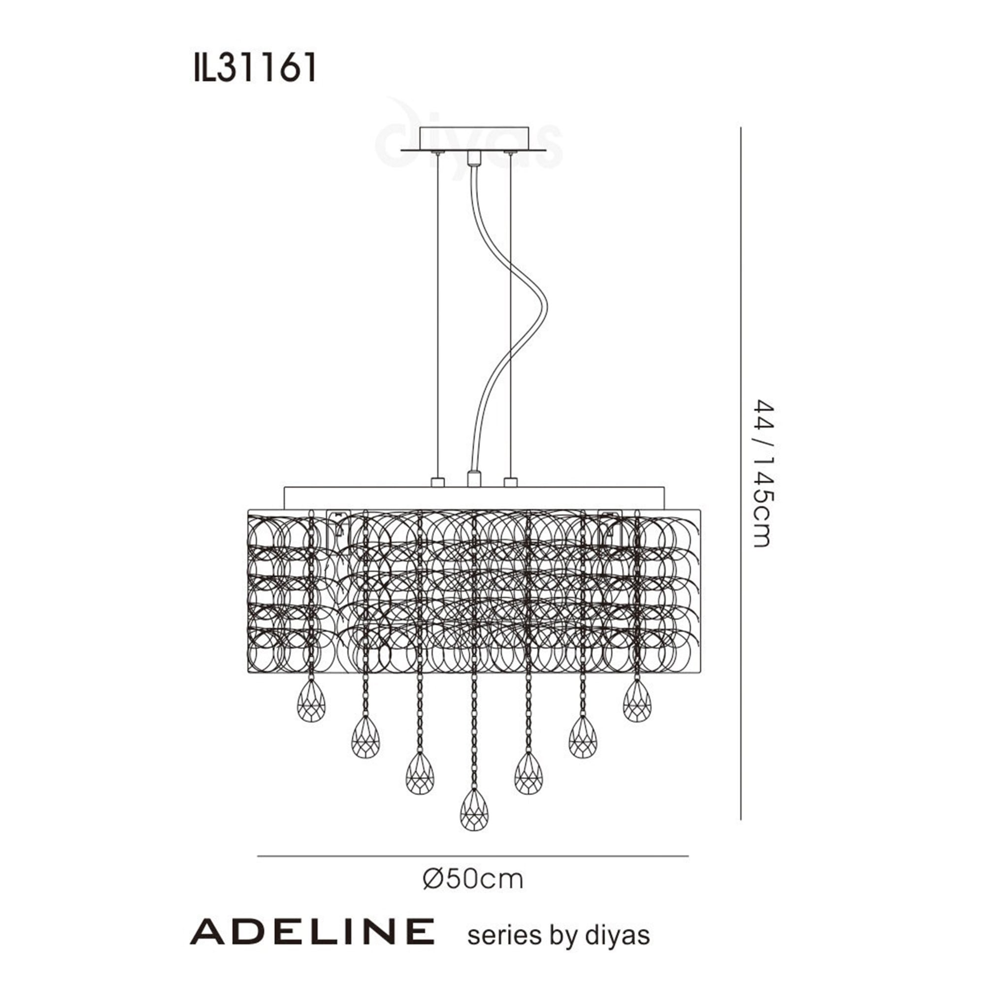 Diyas IL31161 Adeline Pendant 6 Light Polished Chrome/Crystal