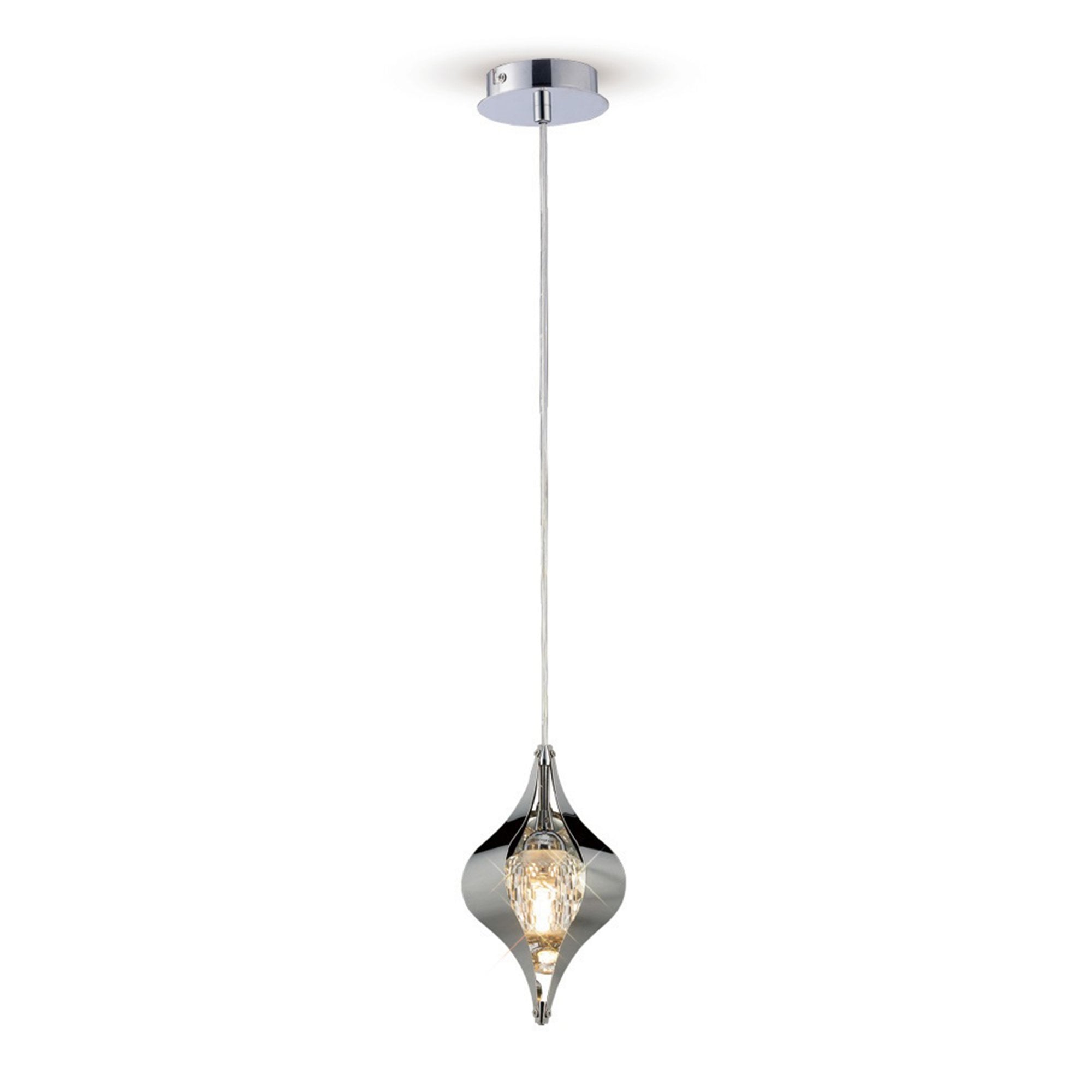 Diyas IL30582 Amano Pendant 1 Light Polished Chrome/Crystal