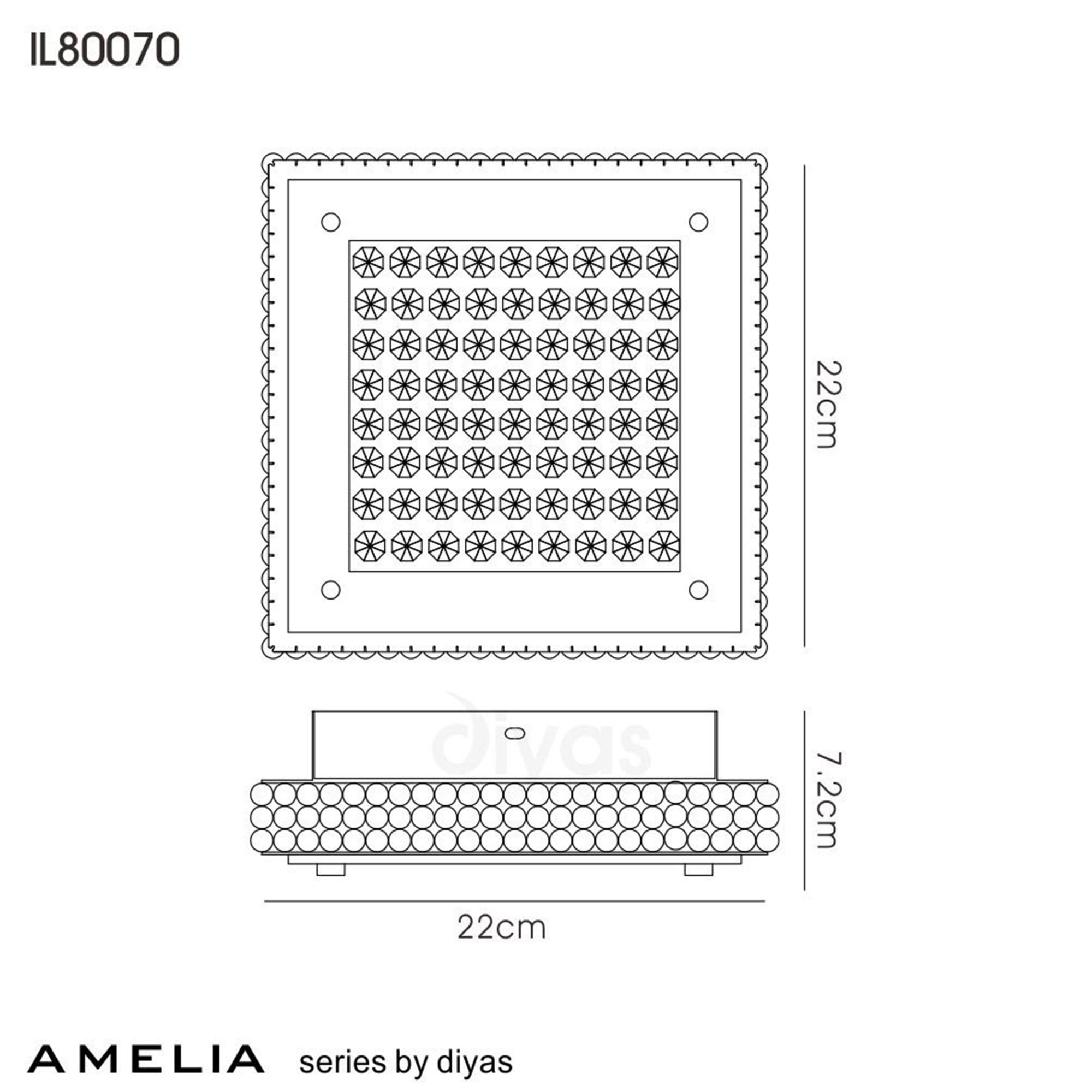 Diyas IL80070 Amelia Ceiling 12W 1200lm LED 4000K Stainless Steel/Crystal
