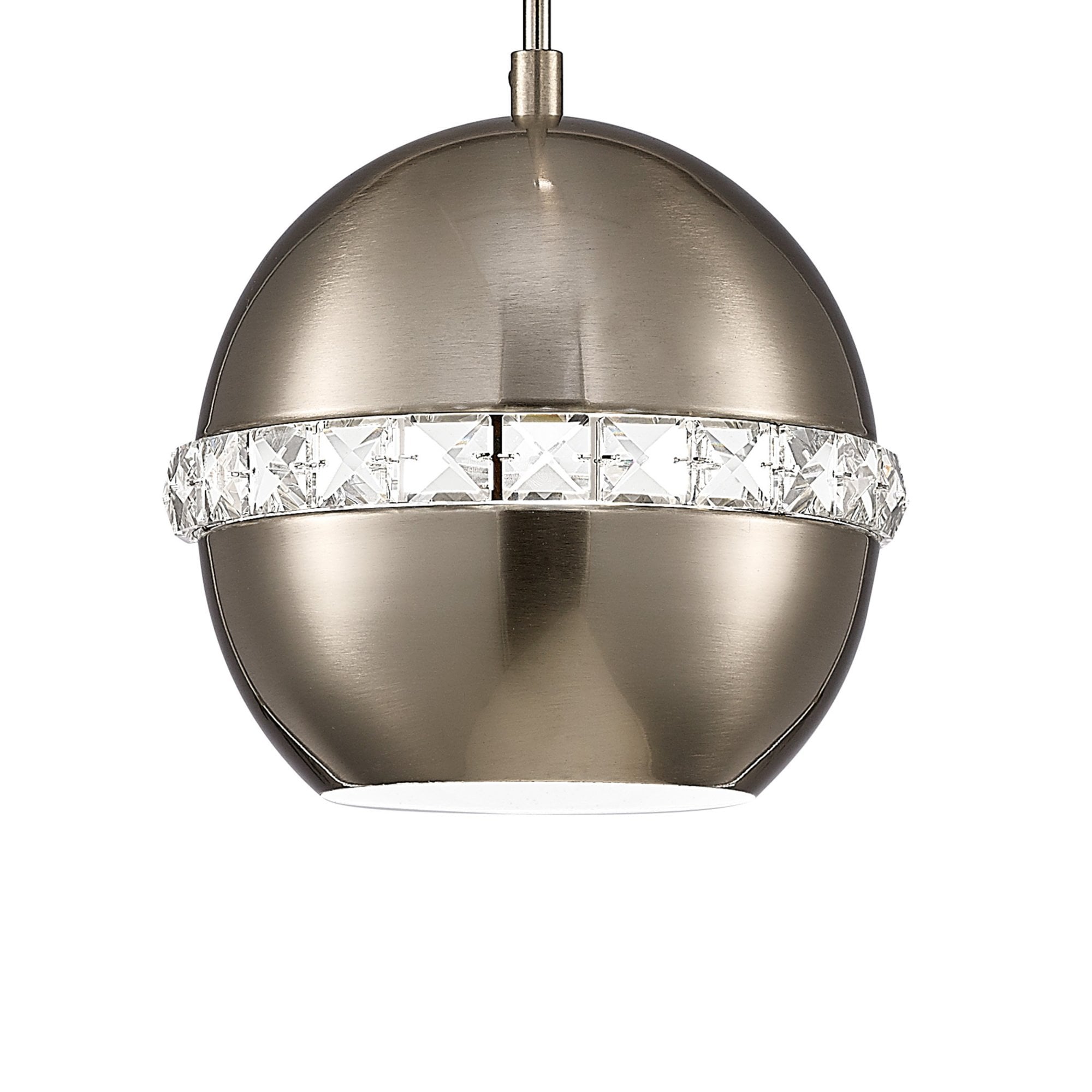 Diyas IL31612 Andrea Single Pendant 1 Light E27 Satin Nickel/Crystal