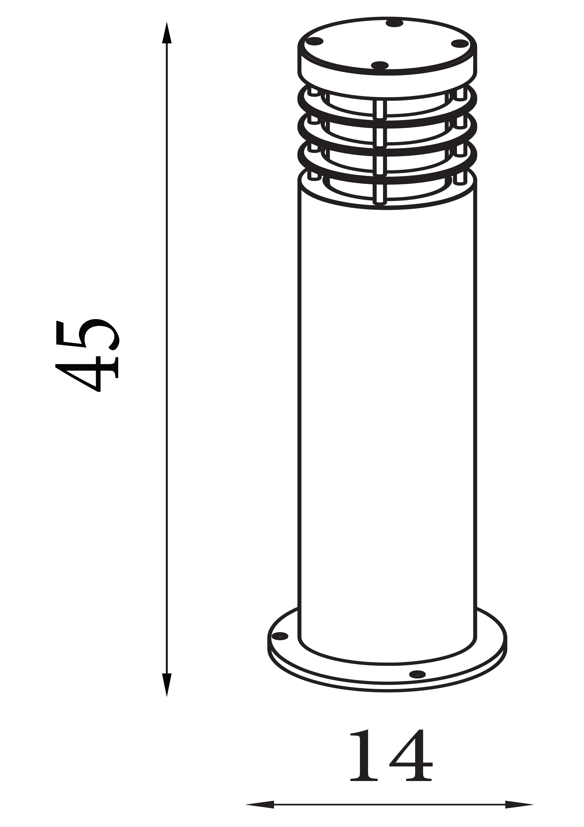 Searchlight Leeds Outdoor Post - Stainless Steel & Polycarbonate - IP44
