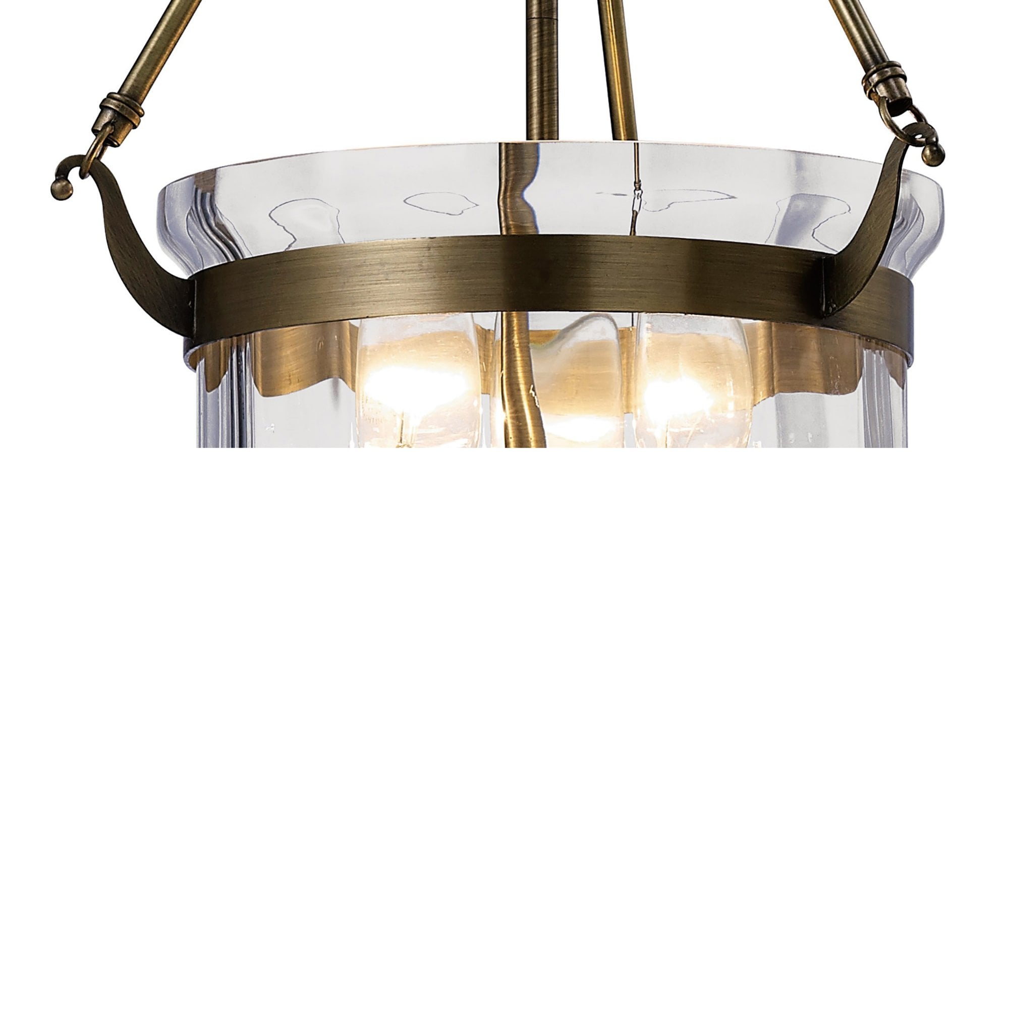 Diyas IL31076 Aubrey Pendant 3 Light Antique Brass/Glass