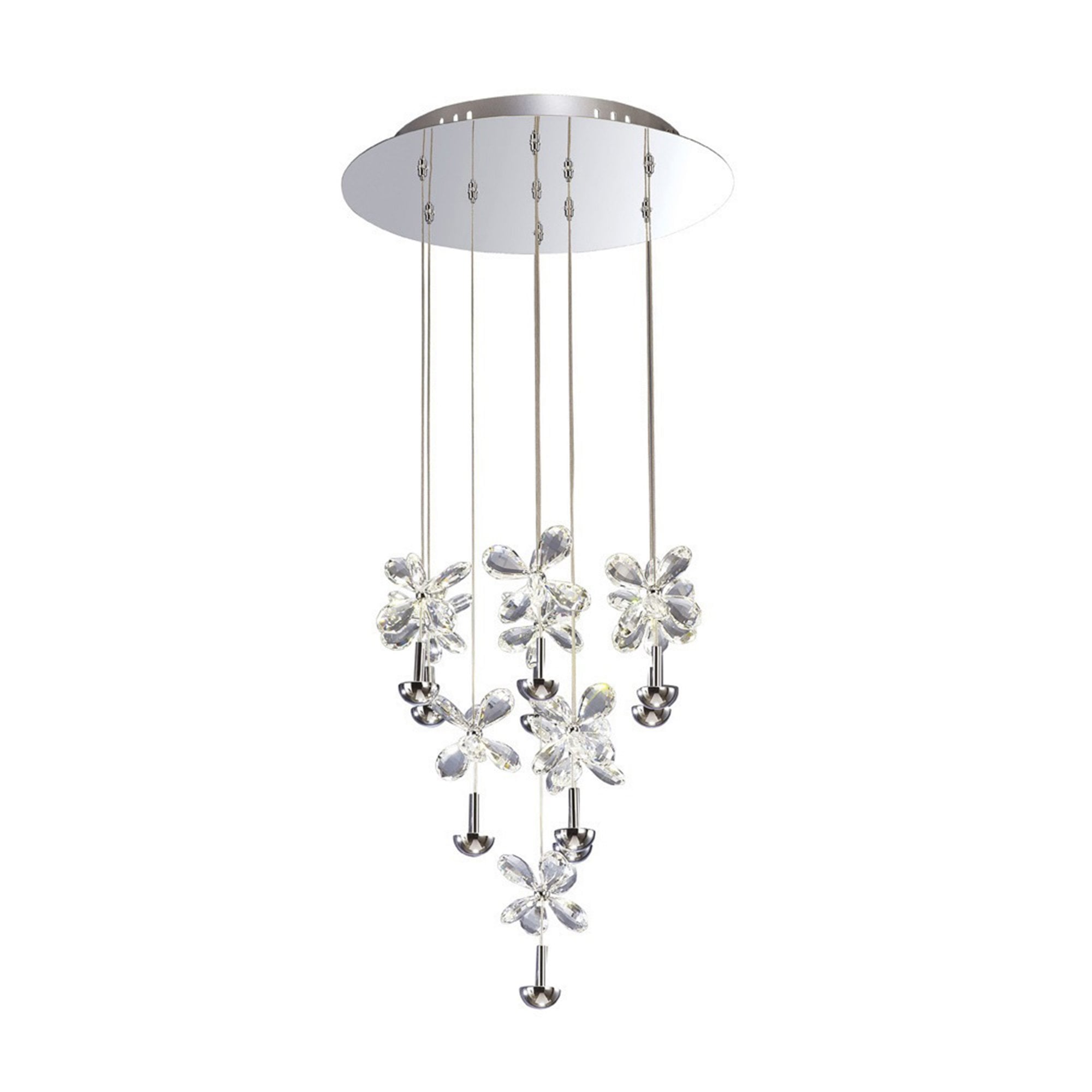 Diyas IL31145 Aviva Pendant Round 10 Light 4000K LED Polished Chrome/Crystal