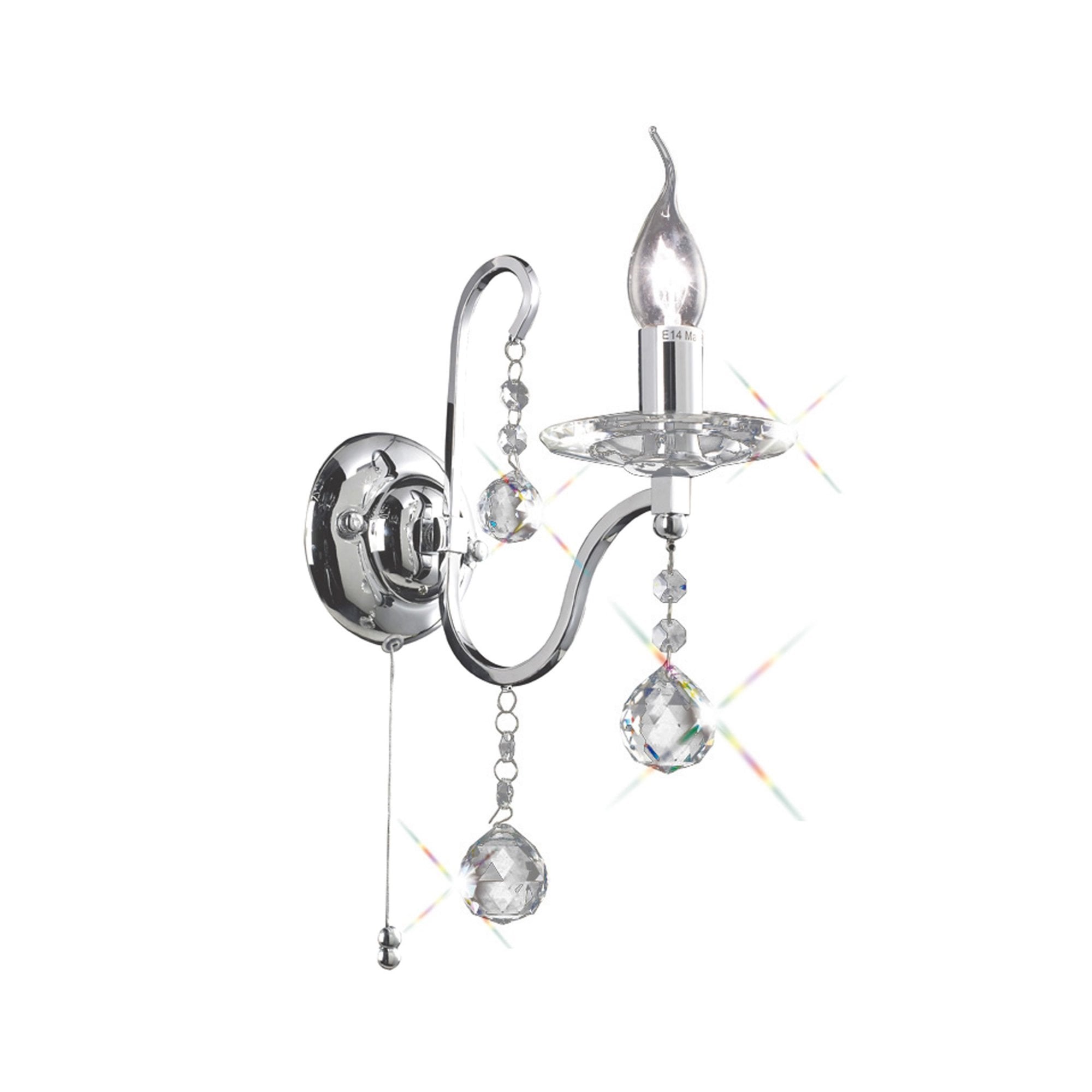 Diyas IL30111 Bianco Wall Light Switched 1 Light Polished Chrome/Crystal