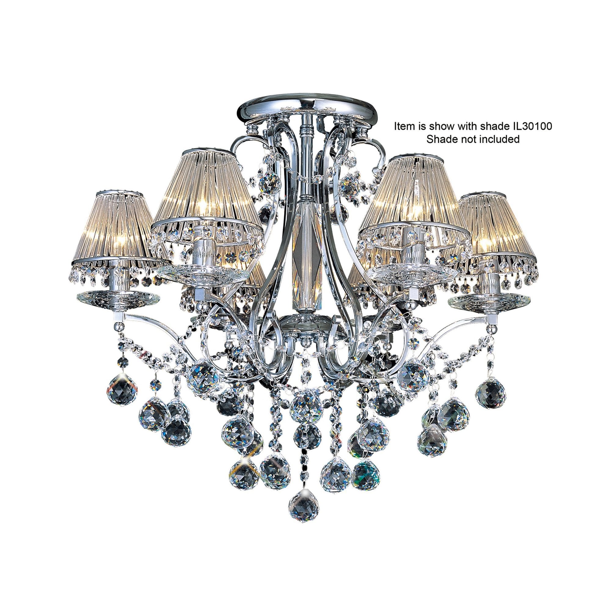 Diyas IL30116 Bianco Ceiling 6 Light Polished Chrome/Crystal