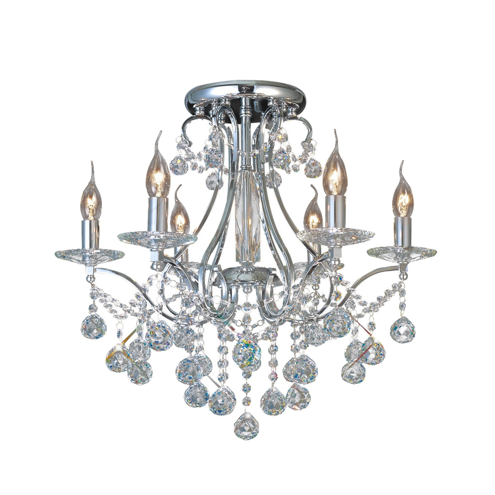 Diyas IL30116 Bianco Ceiling 6 Light Polished Chrome/Crystal