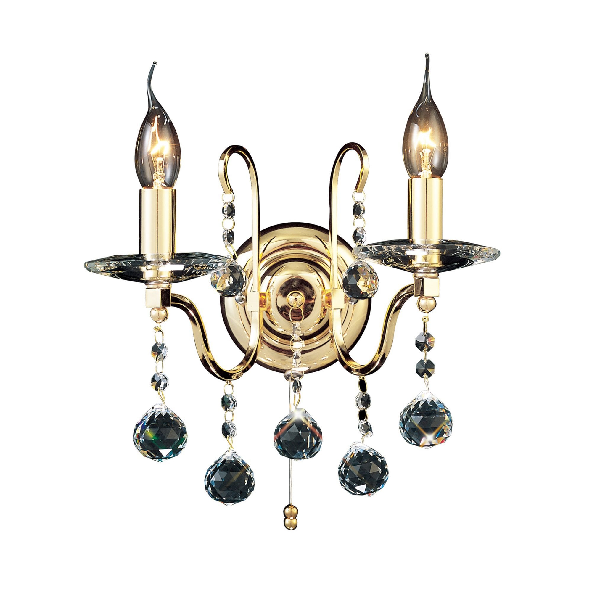 Diyas IL30212 Bianco Wall Light Switched 2 Light French Gold/Crystal