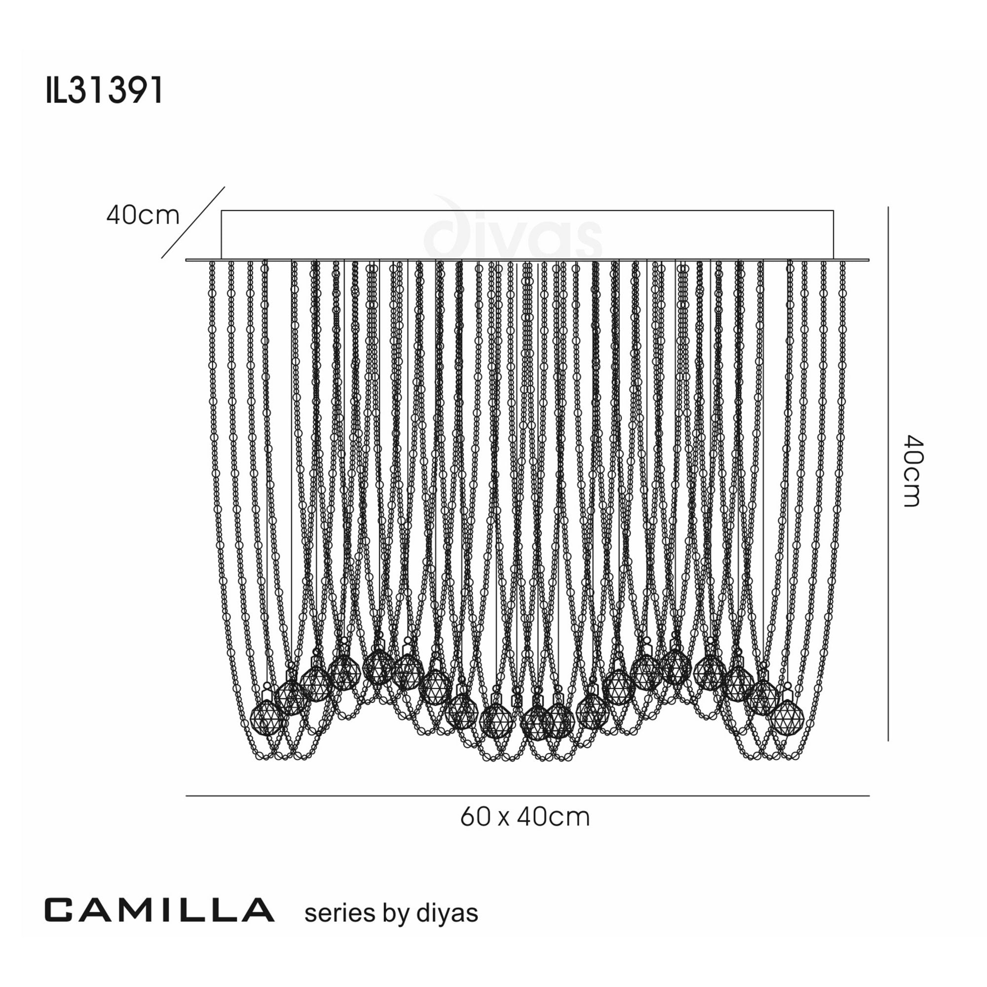 Diyas IL31391 Camilla Ceiling Oval 7 Light Polished Chrome/Crystal