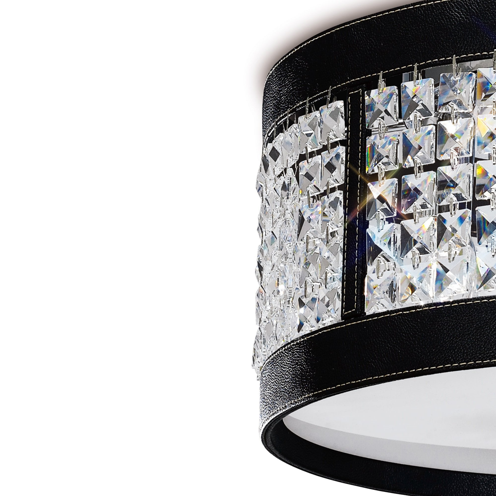 Diyas IL31031 Celsa Ceiling 4 Light Polished Chrome/Black Faux Leather/Crystal