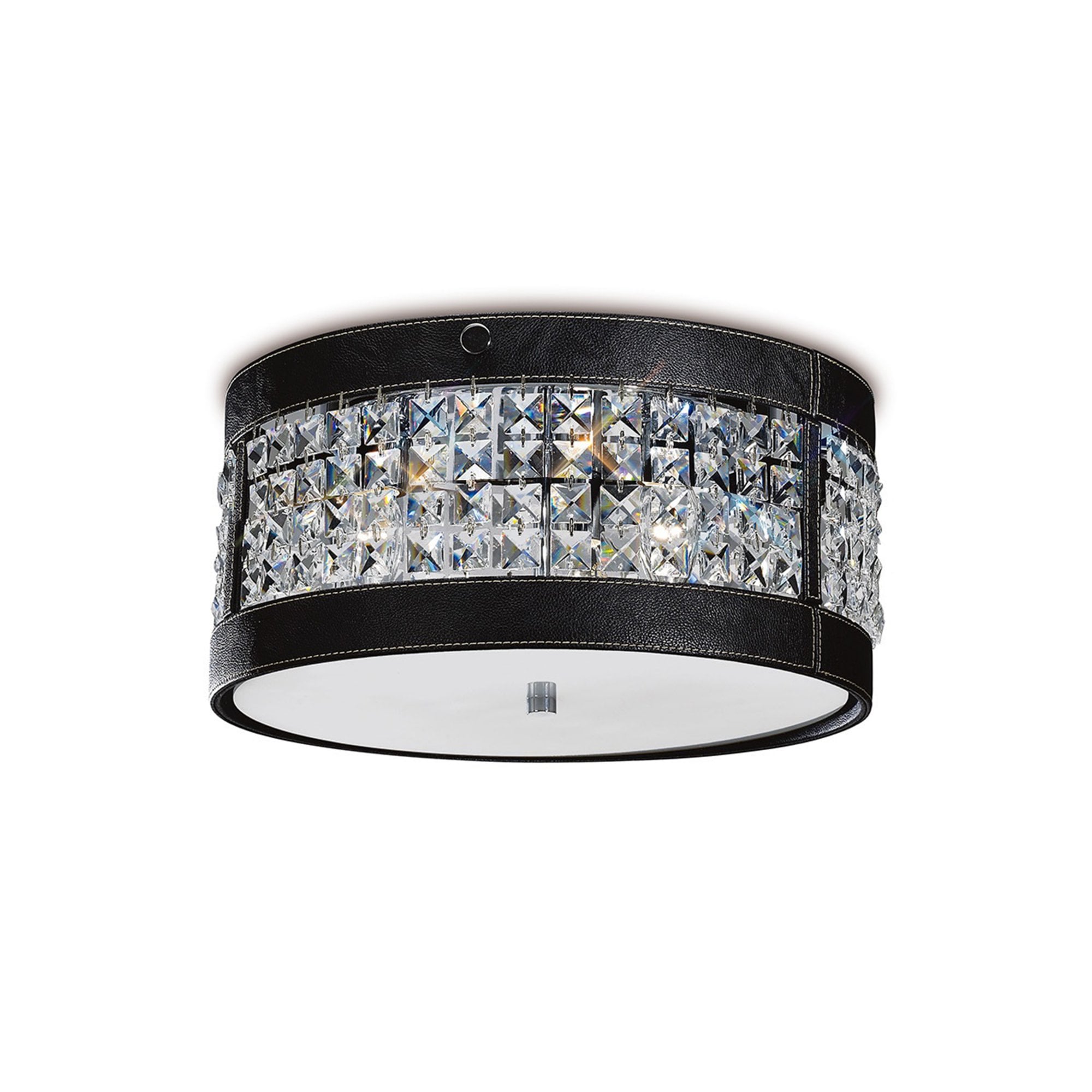 Diyas IL31031 Celsa Ceiling 4 Light Polished Chrome/Black Faux Leather/Crystal