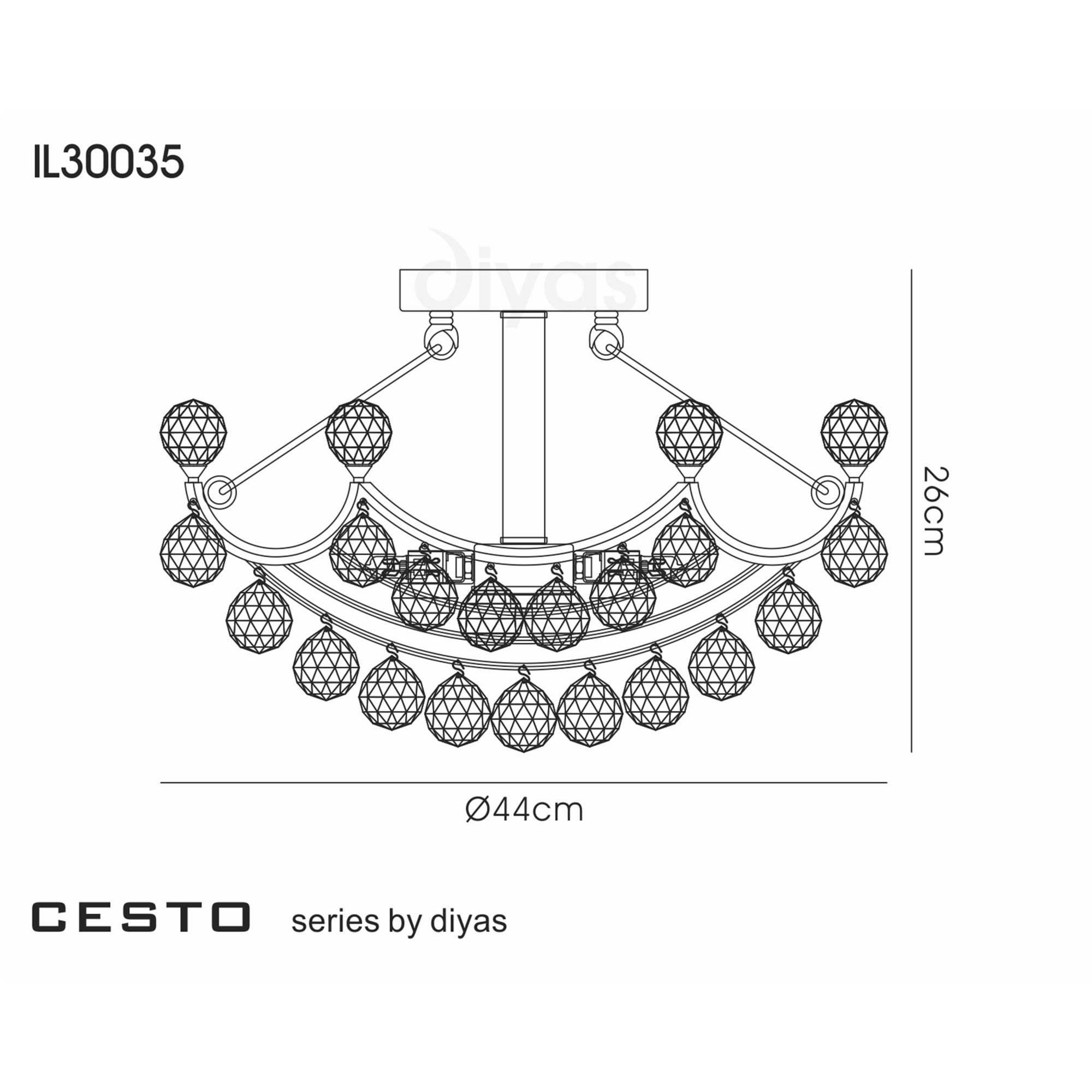 Diyas IL30035 Cesto Ceiling 4 Light Polished Chrome/Crystal