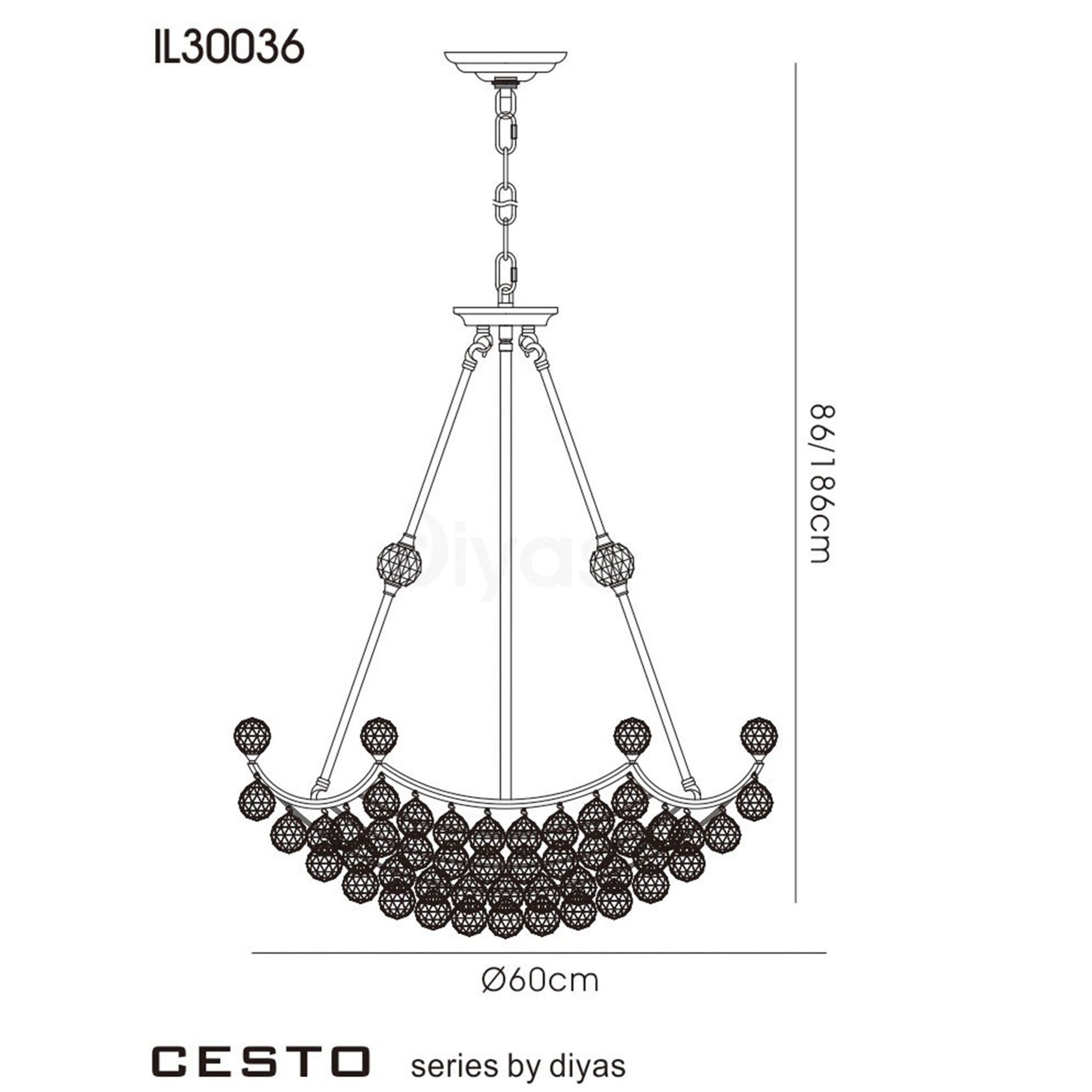 Diyas IL30036 Cesto Pendant 10 Light Polished Chrome/Crystal