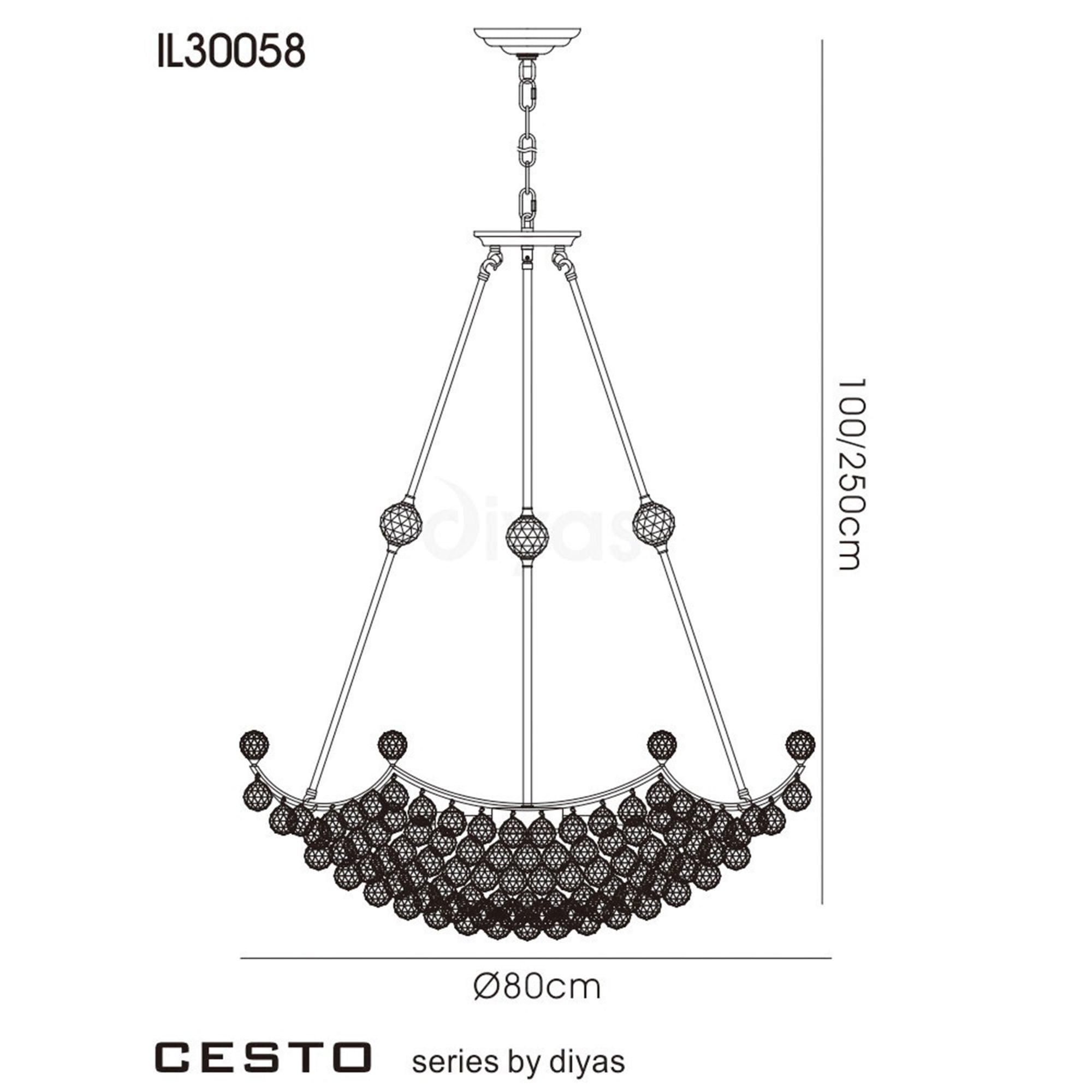 Diyas IL30058 Cesto Pendant Grand 12 Light Polished Chrome/Crystal