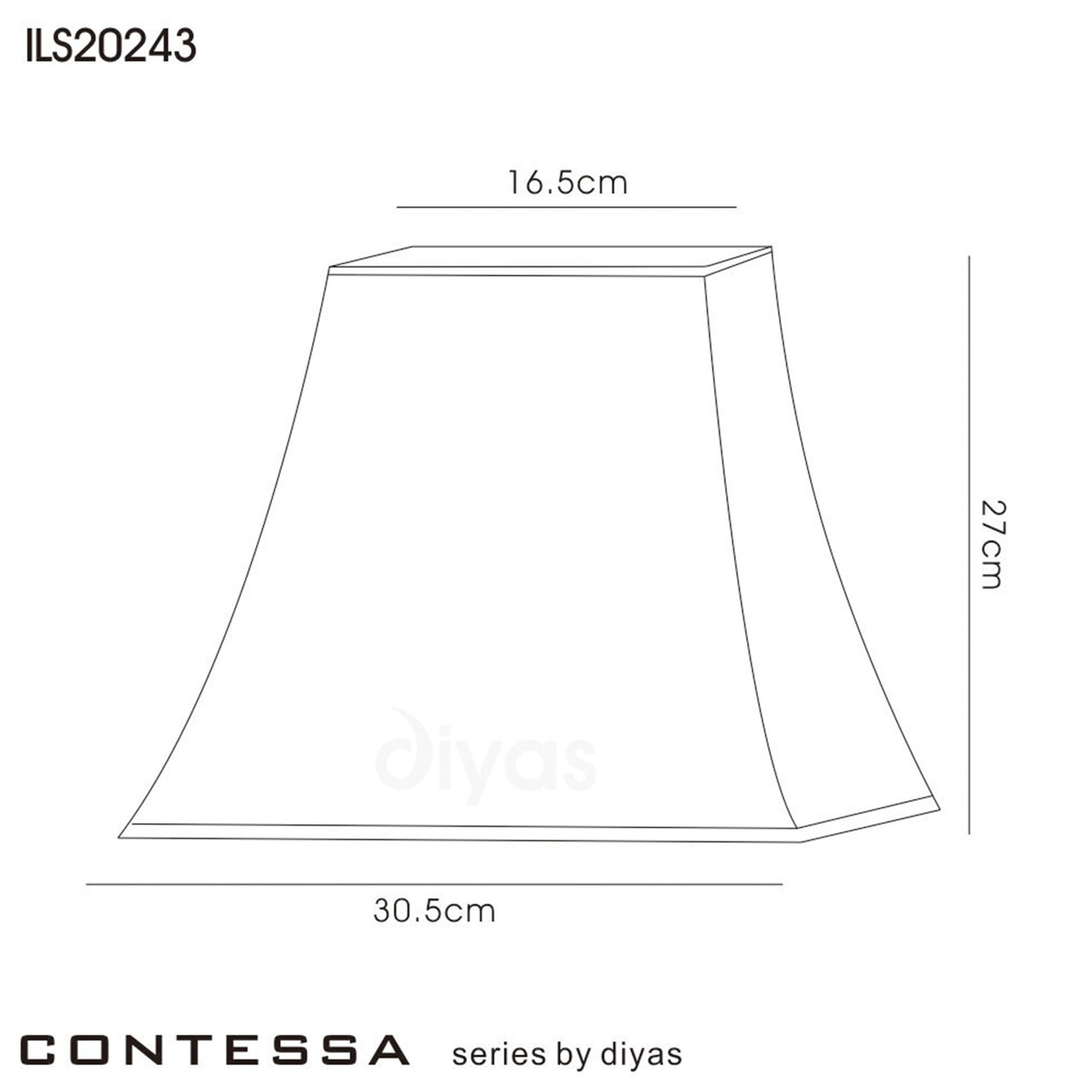 Diyas ILS20243 Contessa Square Medium Shade - Black 16.5/30.5cm - Shade Only