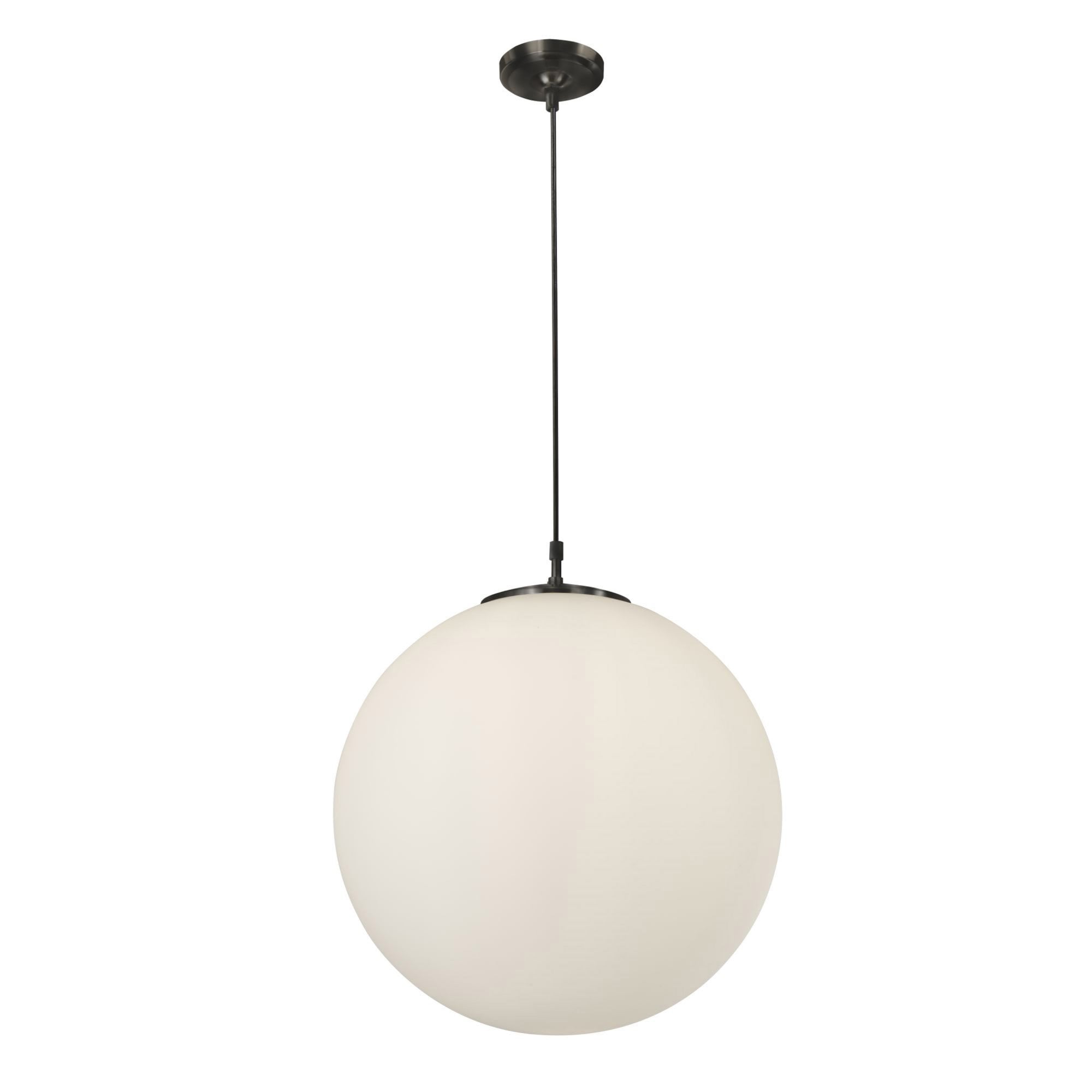 Searchlight Audley - Single Pendant (Diameter 30cm) Black, Opal Glass