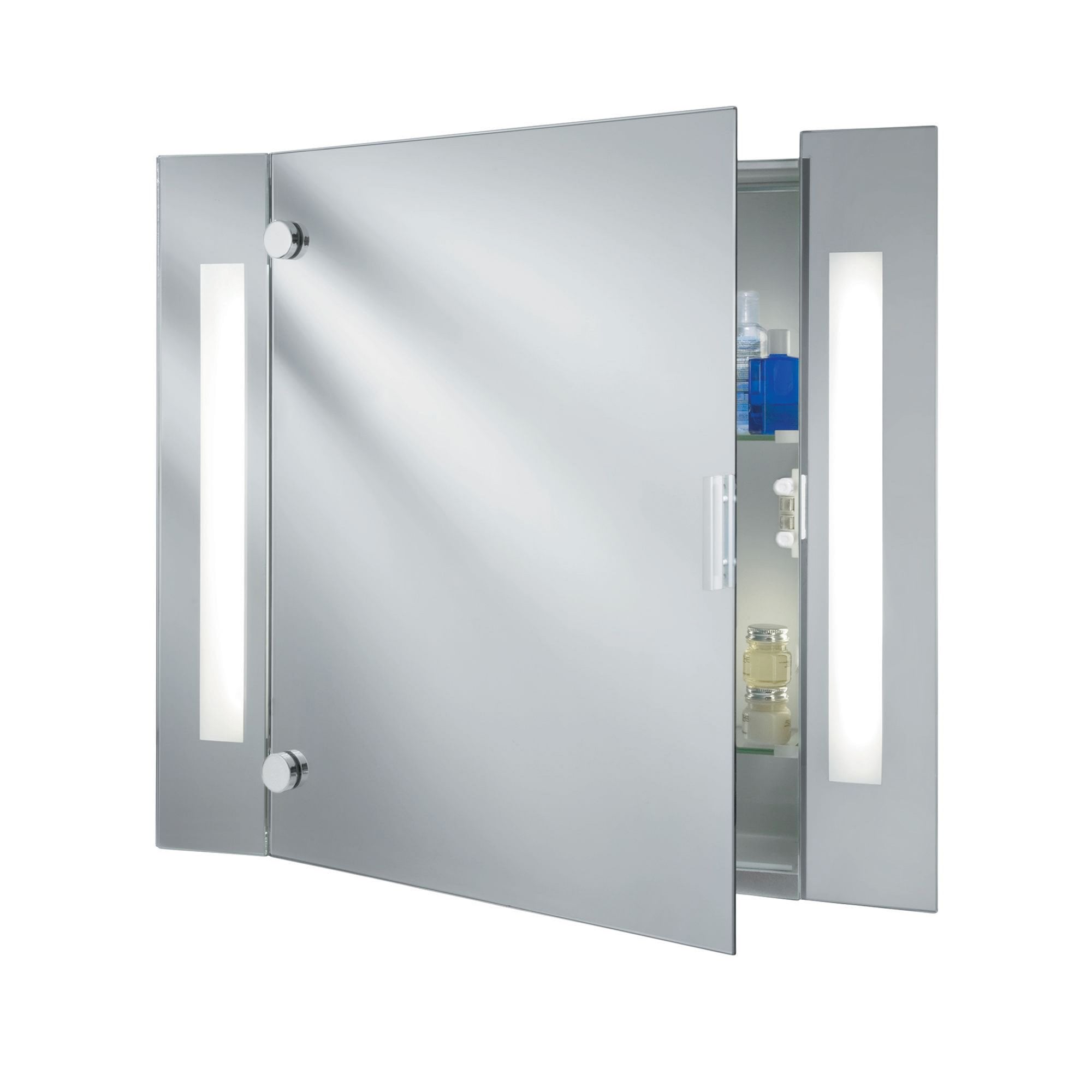 Searchlight Barmouth Bathroom Mirror Light - Illuminated Mirror Glass Cabinet - 2 Light Shaver Socket IP44