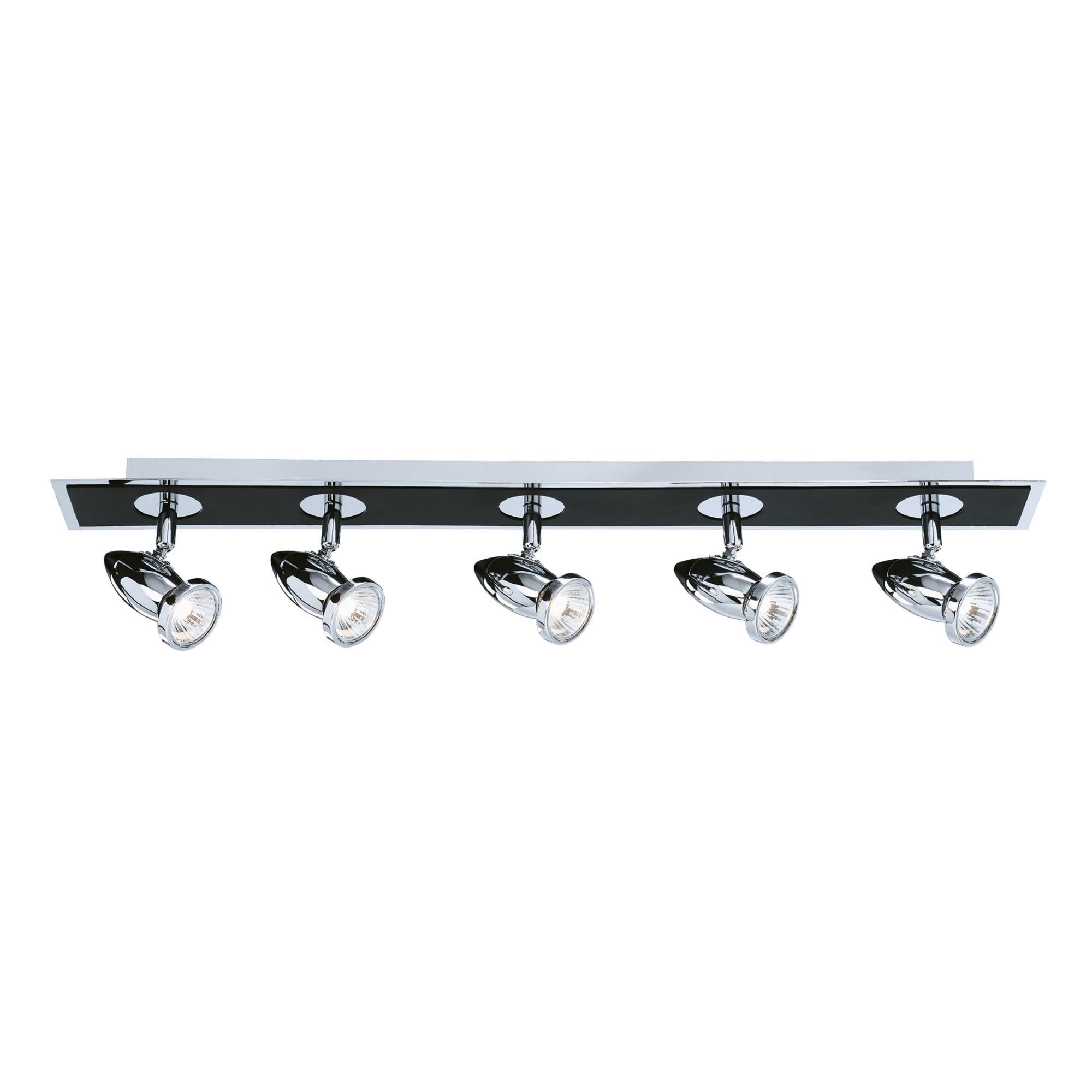 Searchlight Cawdor Die Cast Aluminium Chrome & Black 5 Light Spotlight Bar, Adjustable Heads