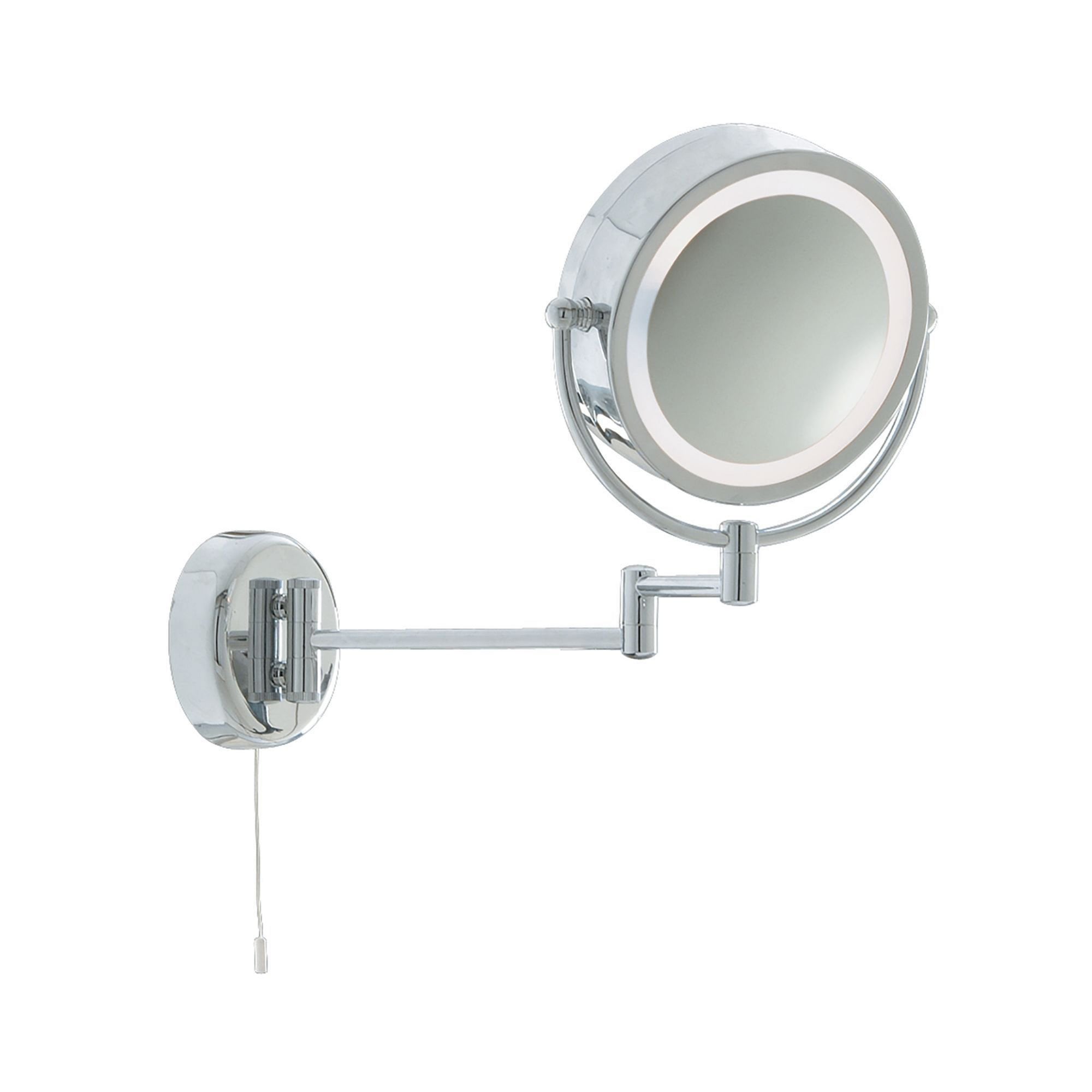 Searchlight Illuminated Bathroom Mirror IP44 - Chrome Extendable Swing Arm