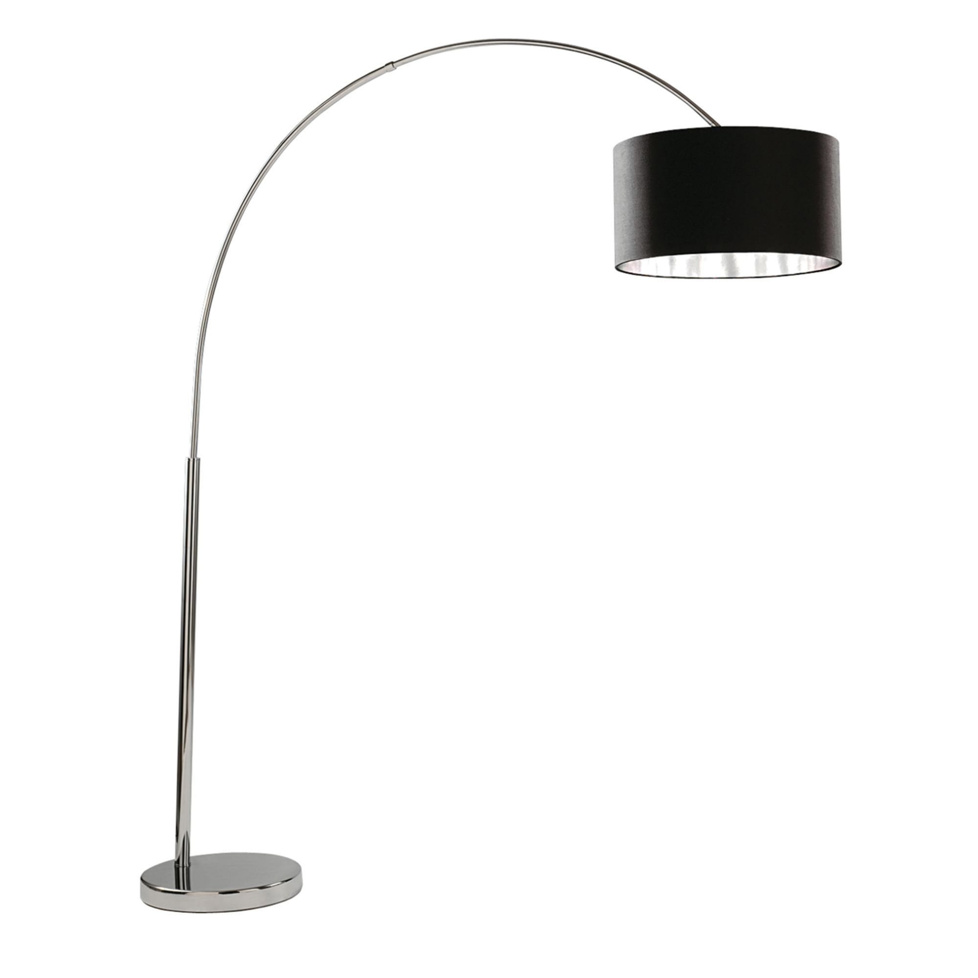 Searchlight Anson Floor Lamp - Chrome/Black Shade Silver Liner