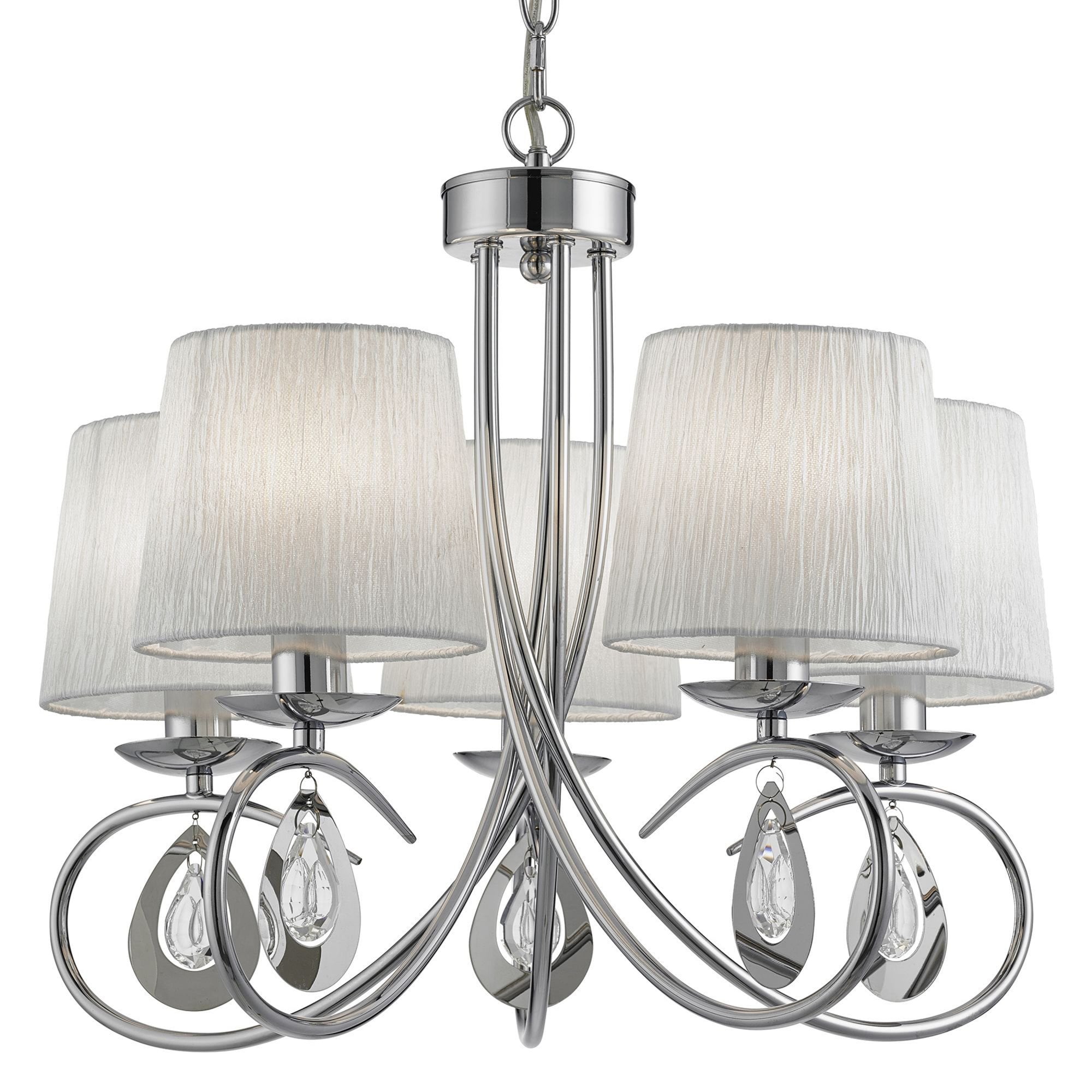 Searchlight Alroy Chrome 5 Light Ceiling Fitting With Pleated Shade