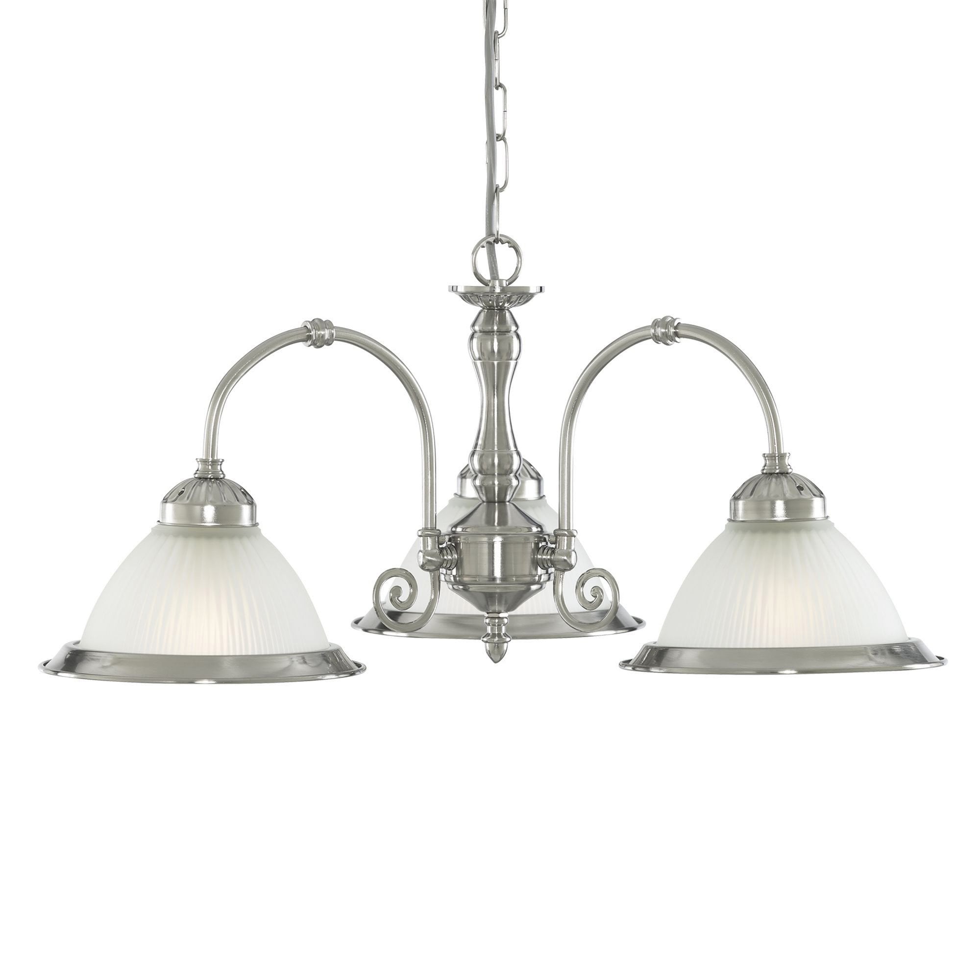Searchlight Aintree 3 Light Ceiling Light - Satin Silver & Acid Glass