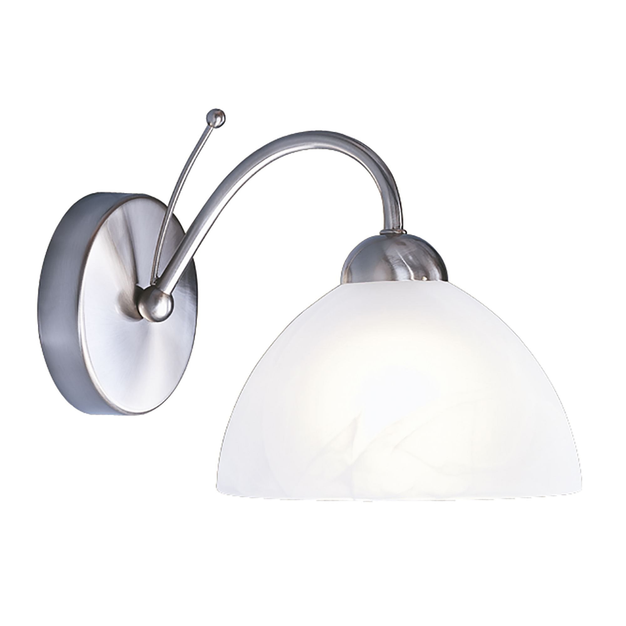 Searchlight Melville - Single Wall Bracket, Satin Silver, Alabaster Glass
