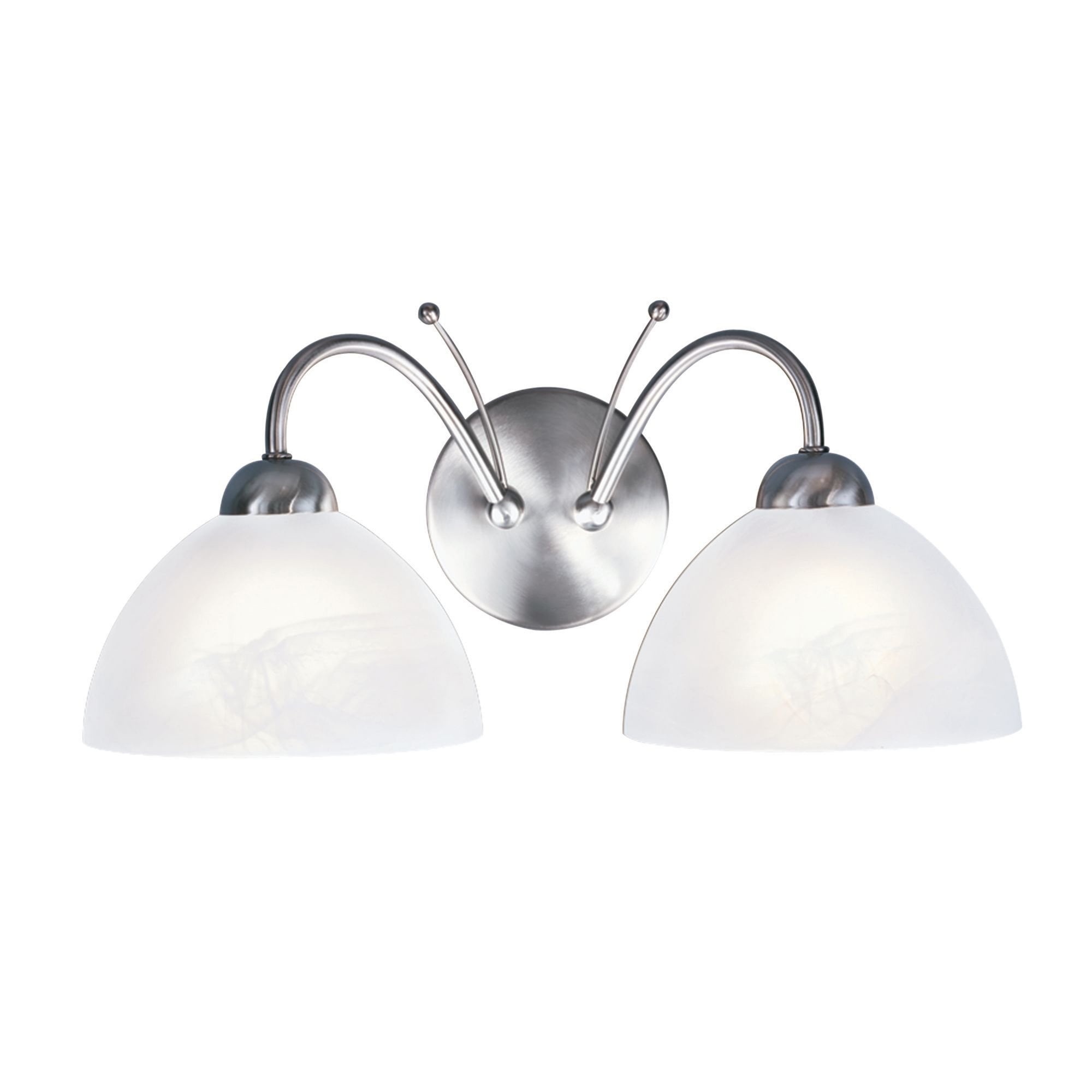 Searchlight Melville - 2 Light Wall Bracket, Satin Silver, Alabaster Glass