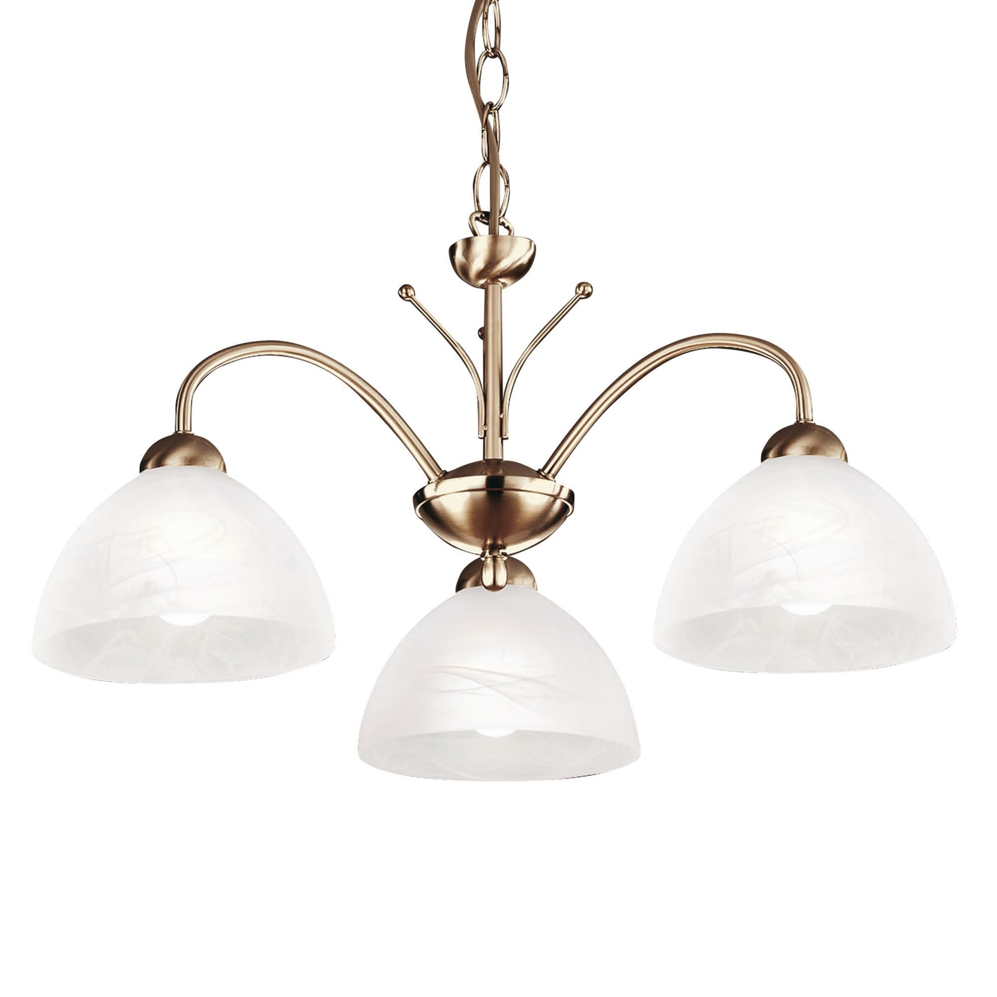 Searchlight Melville Antique Brass 3 Light Ceiling Fitting With Alabaster Glass