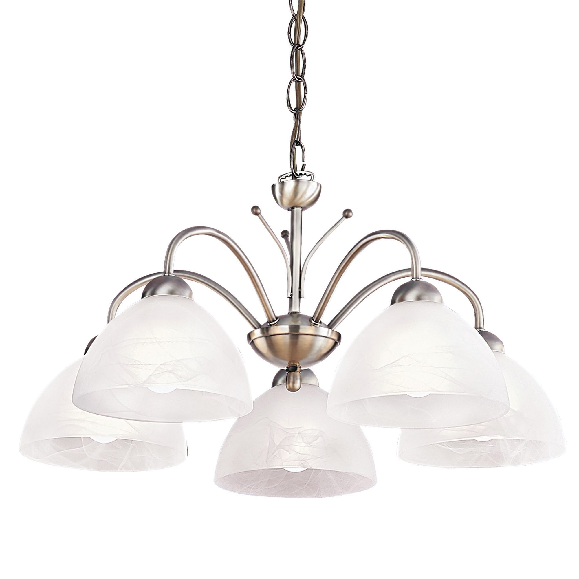 Searchlight Melville Antique Brass 5 Light Ceiling Fitting With Alabaster Glass