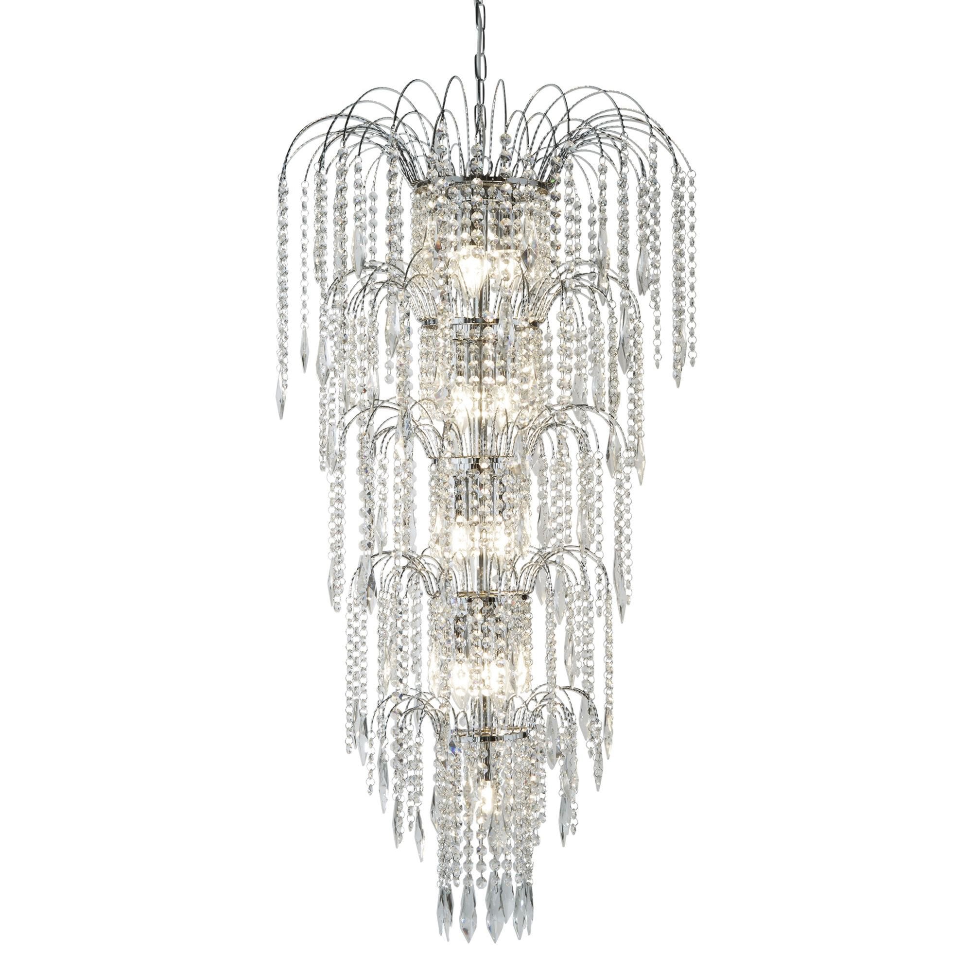 Searchlight Webb Tiered 13 Light Chandelier - Chrome & Clear Crystal