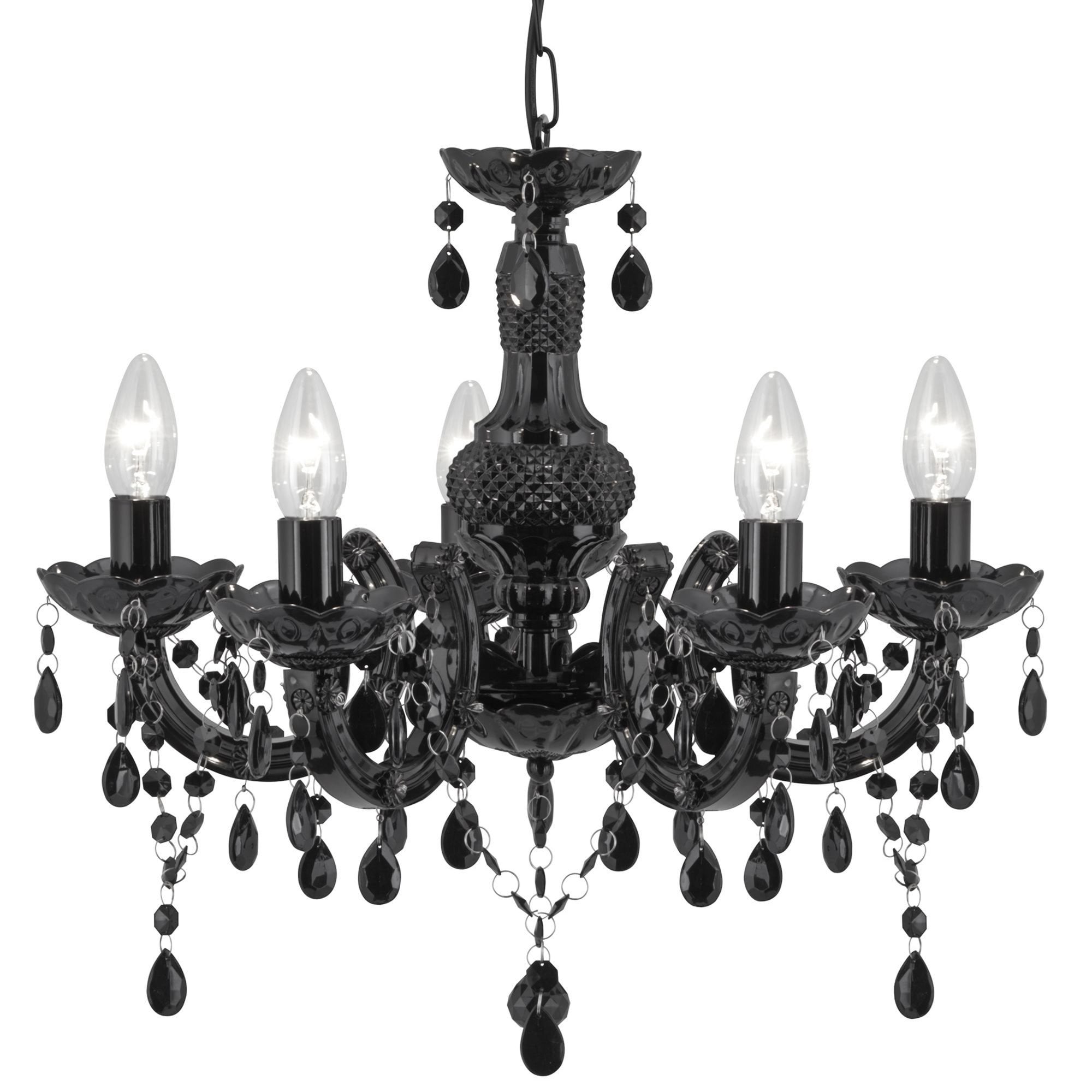 Searchlight Maple 5 Light Chandelier - Black Glass & Acrylic