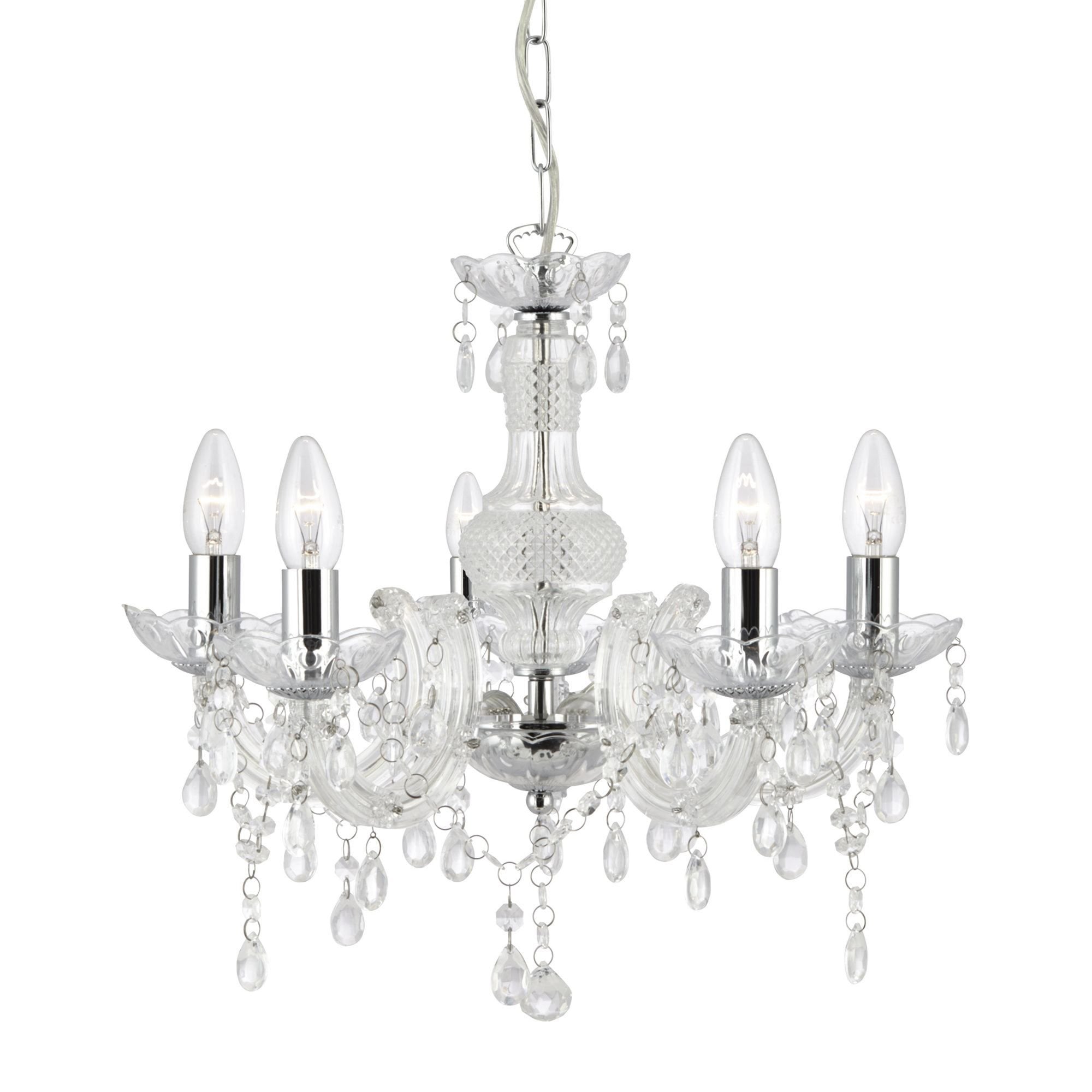 Searchlight Maple 5 Light Chandelier - Clear Glass & Acrylic