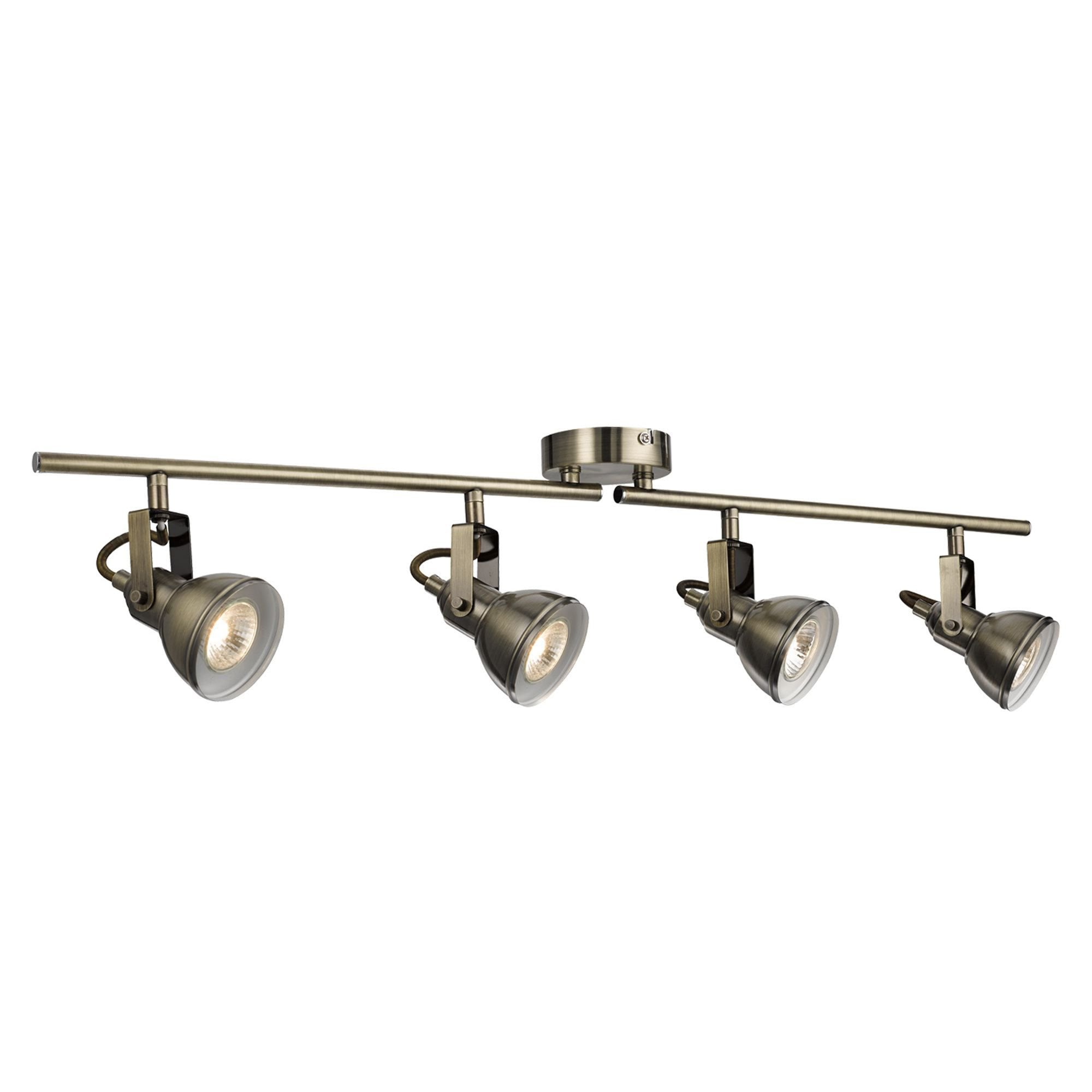 Searchlight Fielding 4 Light Antique Brass Ceiling Spotlight With Adjustable Bar