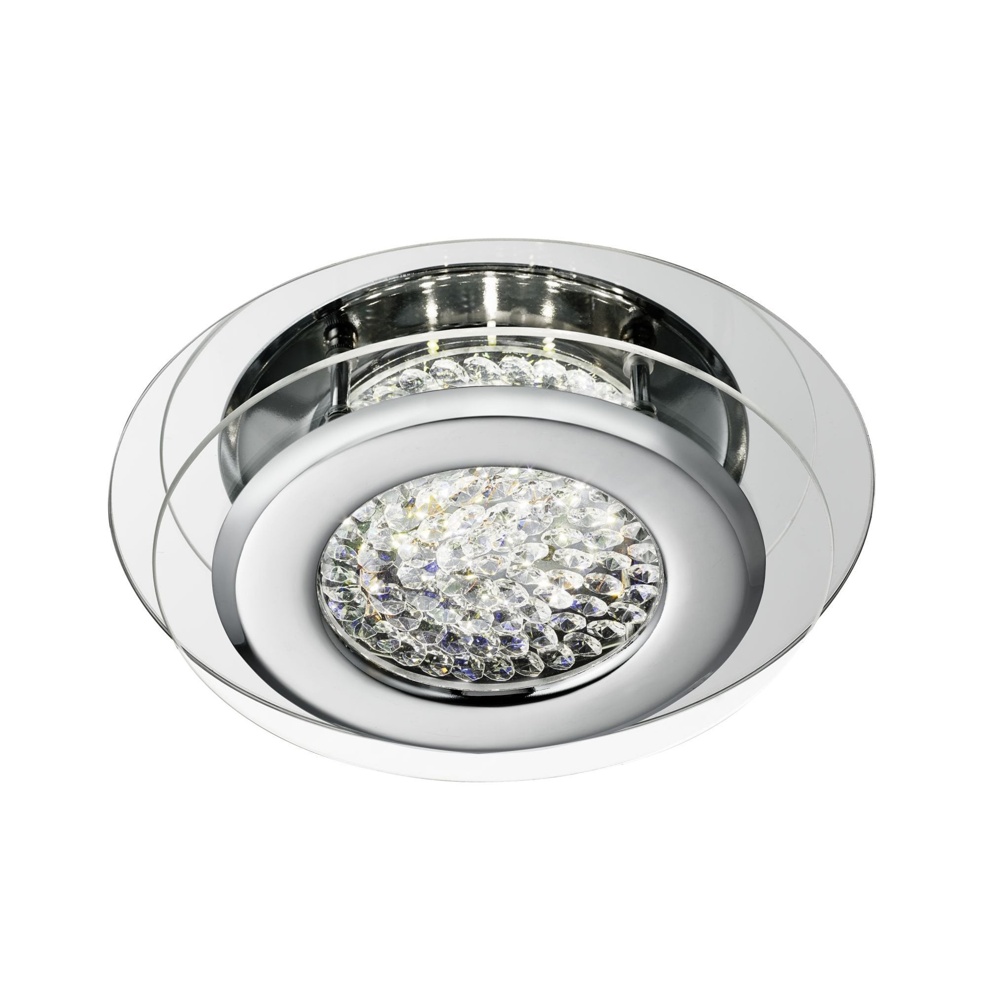 Searchlight Viola Chrome LED Flush Light With Crystal Centre Decoration