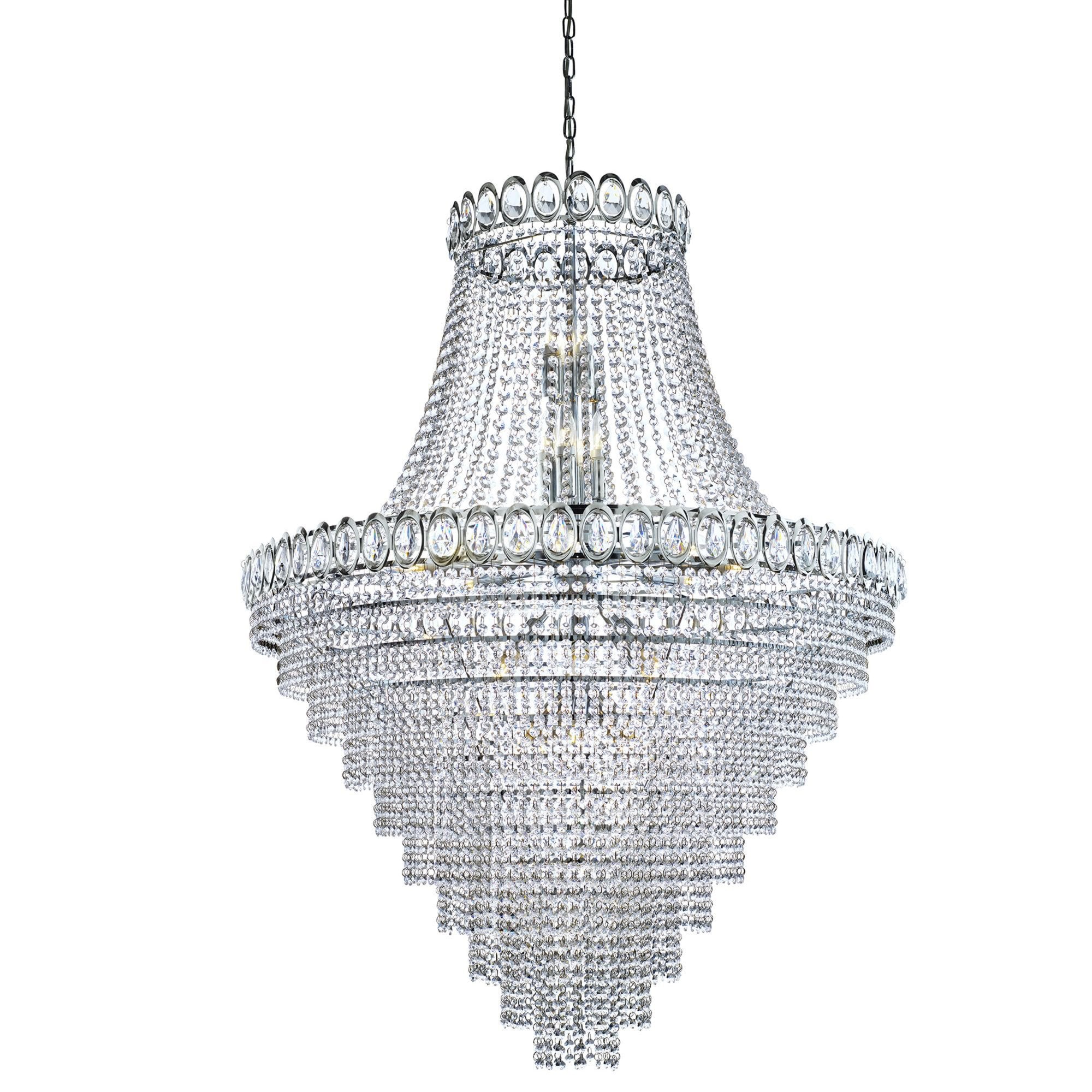 Searchlight Leadenhall 28 Light Chandelier - Chrome & Crystal