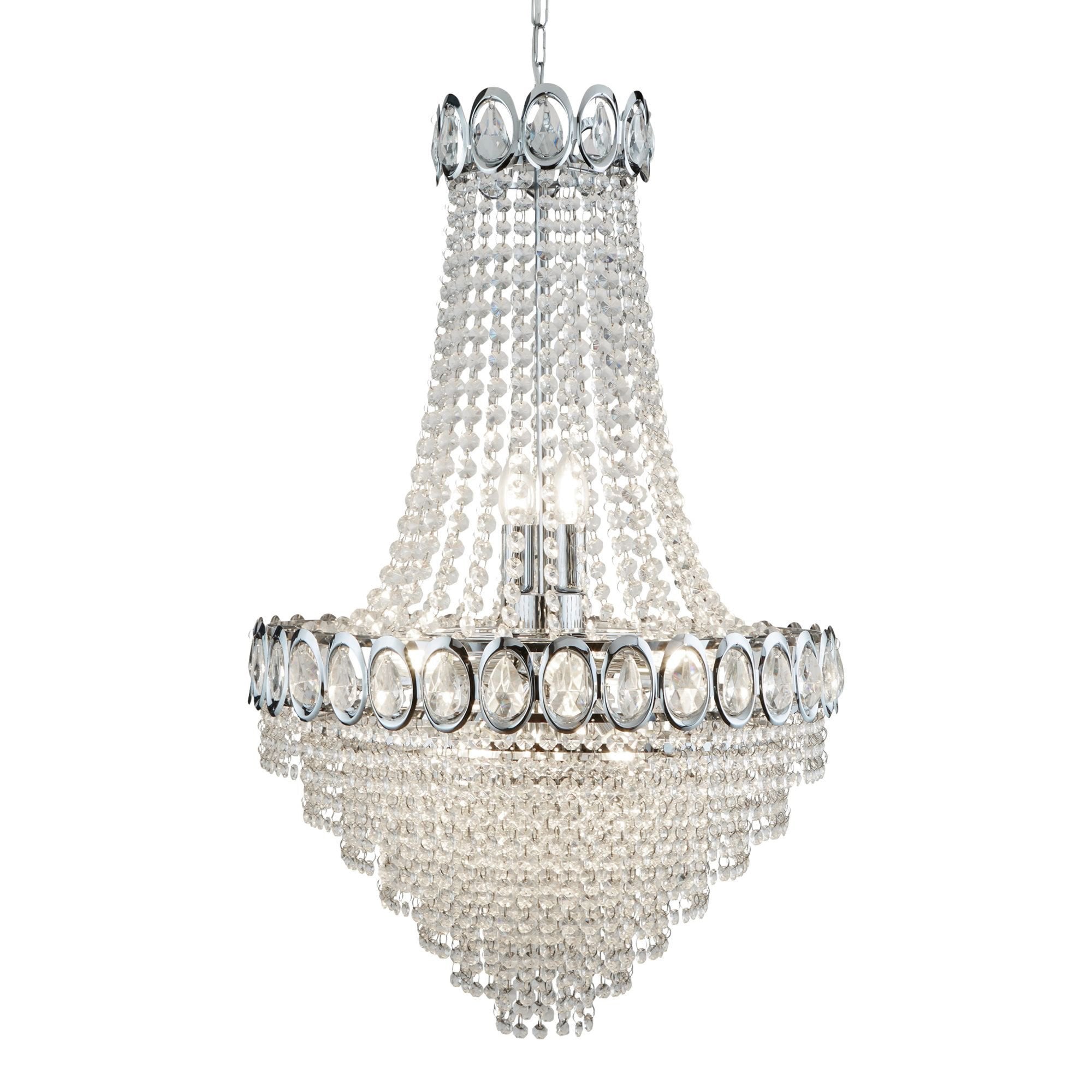 Searchlight Leadenhall 11 Light Chandelier - Chrome & Crystal