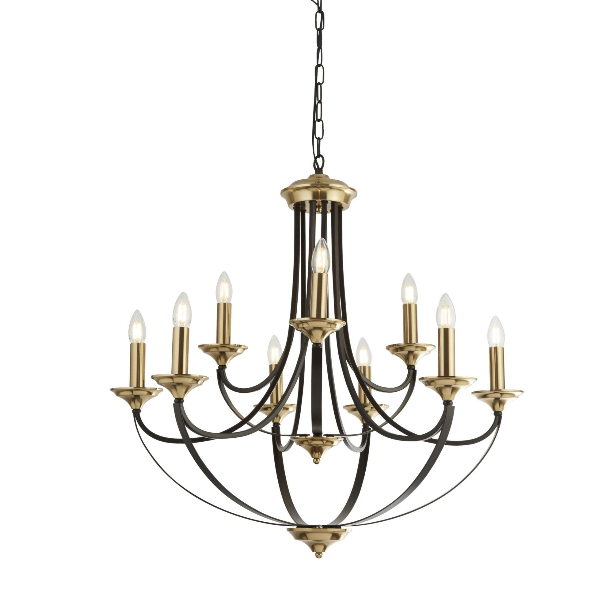 Searchlight Basnett 9 Light Pendant - Dark Bronze & Brown