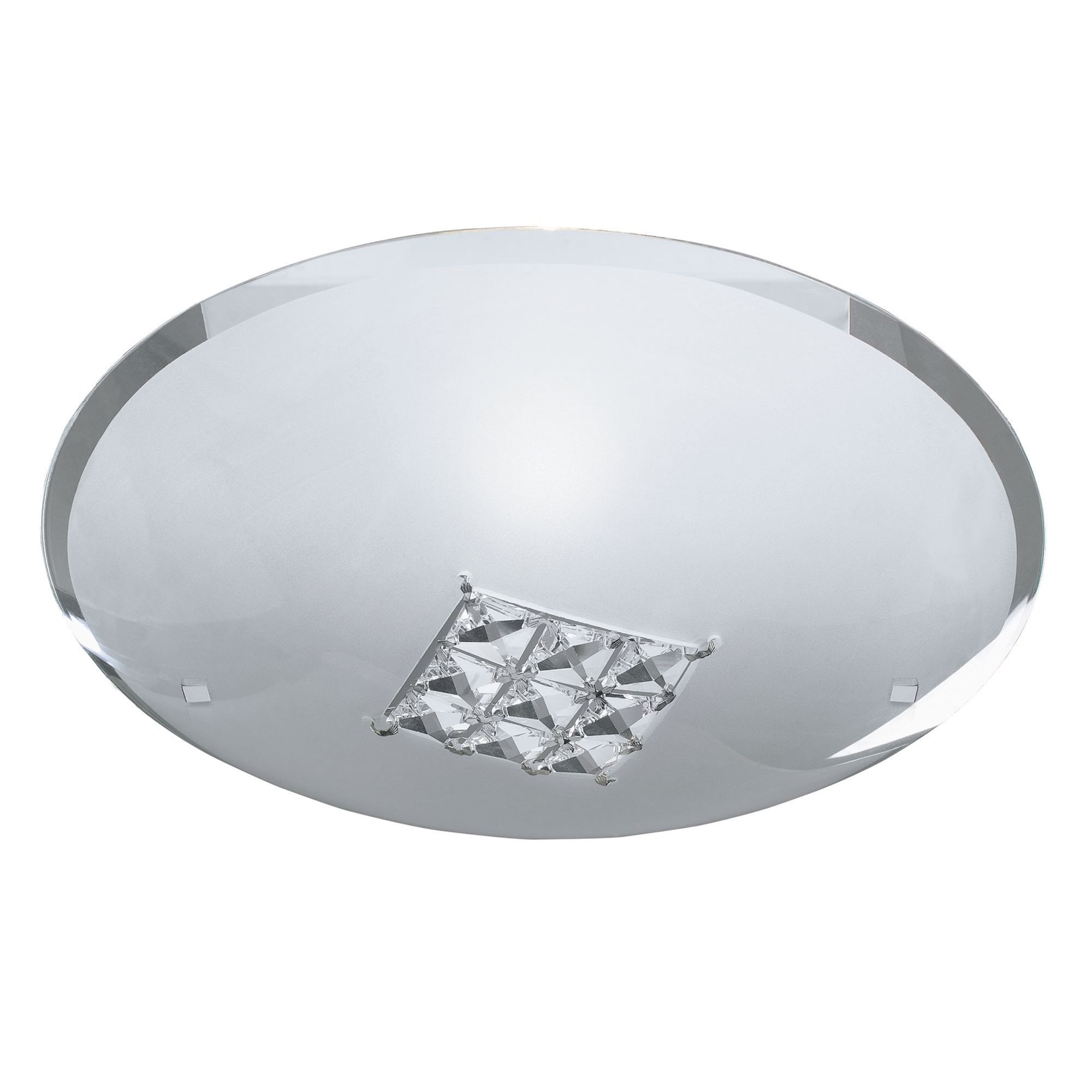 Searchlight Queen Round Flush Fitting (32cm Diameter) With Square Crystal Windows